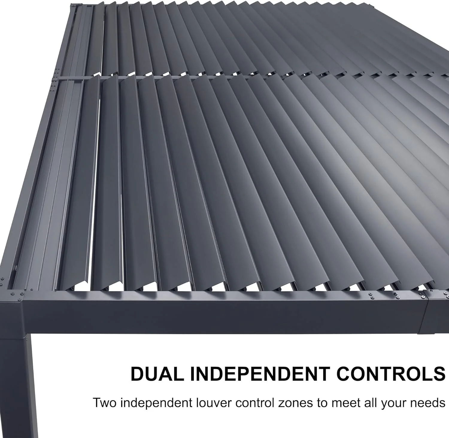 PURPLE LEAF Caesar Solar Louvered Pergola with LED Strip Lights and Control Panel Aluminum Outdoor Pergola with Adjustable Roof for Patio Deck Garden Yard Gray - Image 5