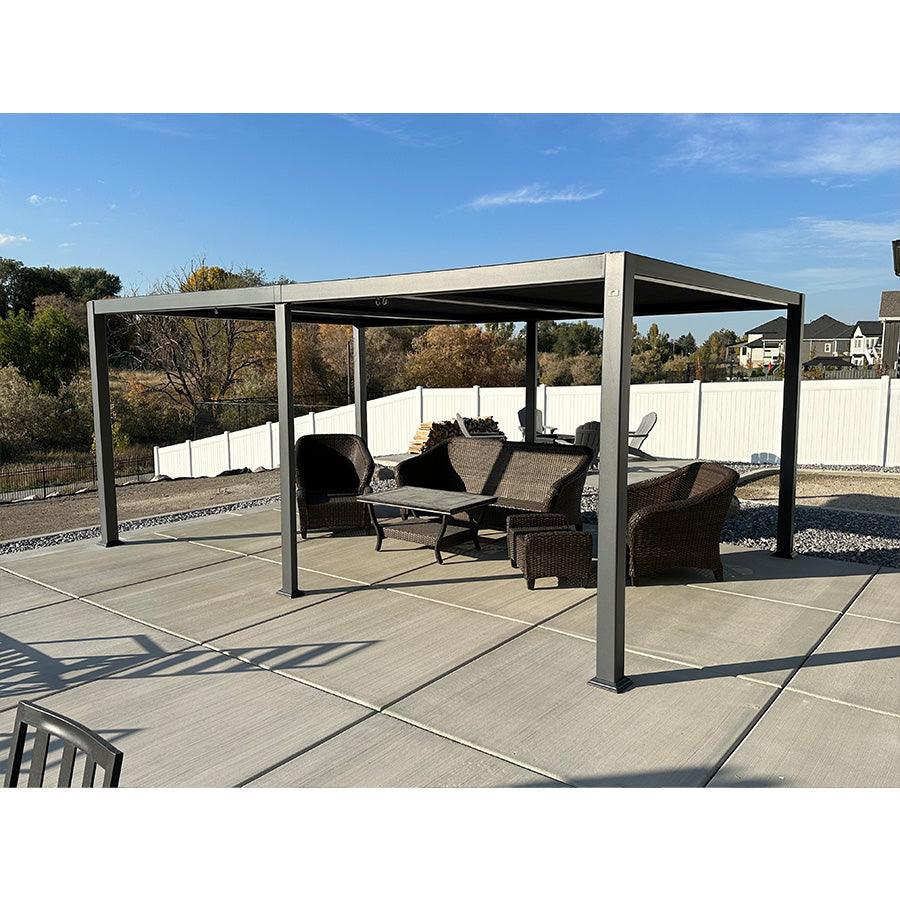 PURPLE LEAF Caesar Solar Louvered Pergola with LED Strip Lights and Control Panel Aluminum Outdoor Pergola with Adjustable Roof for Patio Deck Garden Yard Gray - Image 65