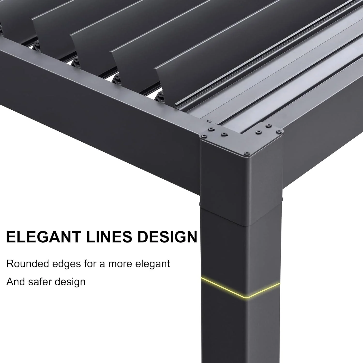 PURPLE LEAF Caesar Solar Louvered Pergola with LED Strip Lights and Control Panel Aluminum Outdoor Pergola with Adjustable Roof for Patio Deck Garden Yard Gray - Image 7