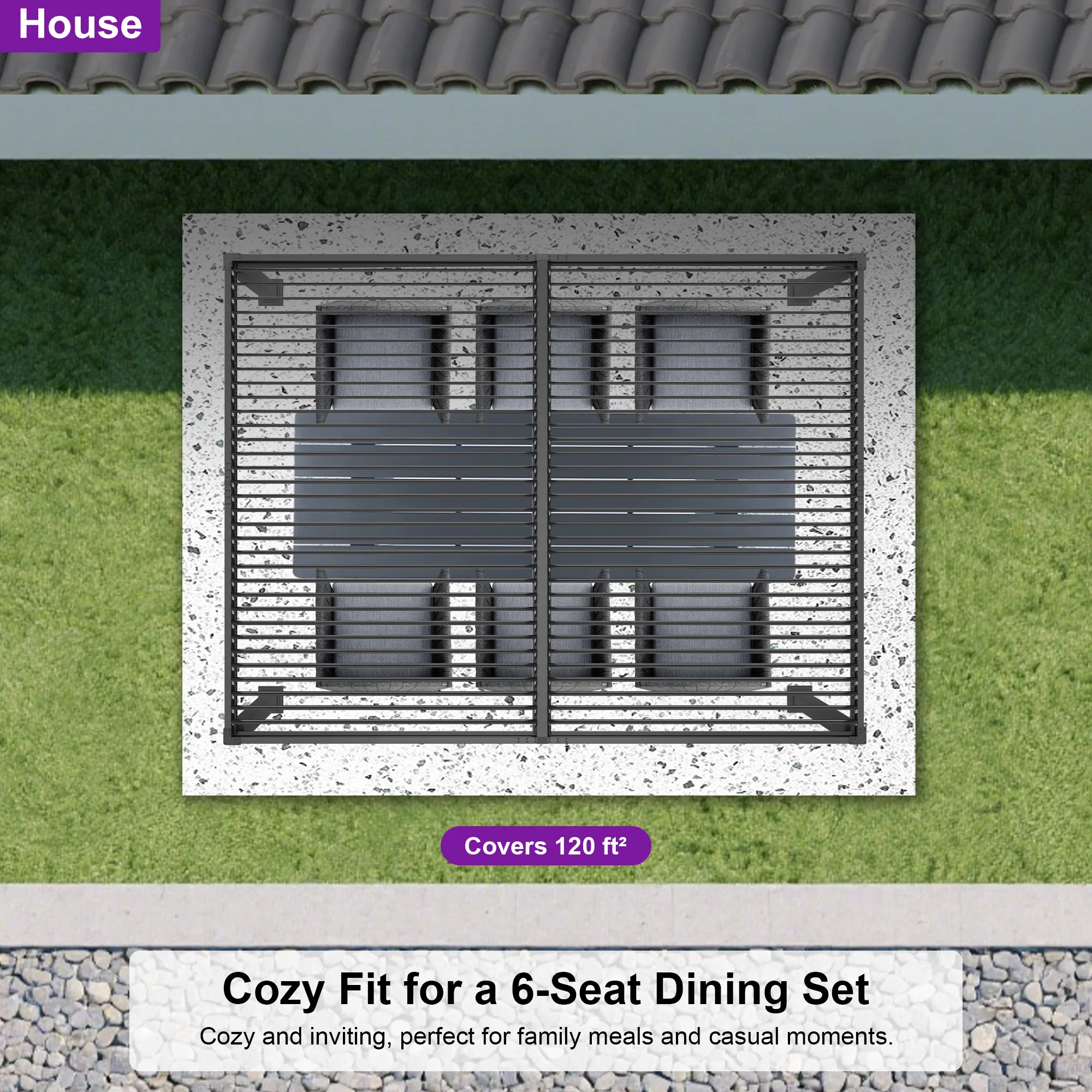 PURPLE LEAF Caesar Solar Louvered Pergola with LED Strip Lights and Control Panel Aluminum Outdoor Pergola with Adjustable Roof for Patio Deck Garden Yard Gray - Image 79