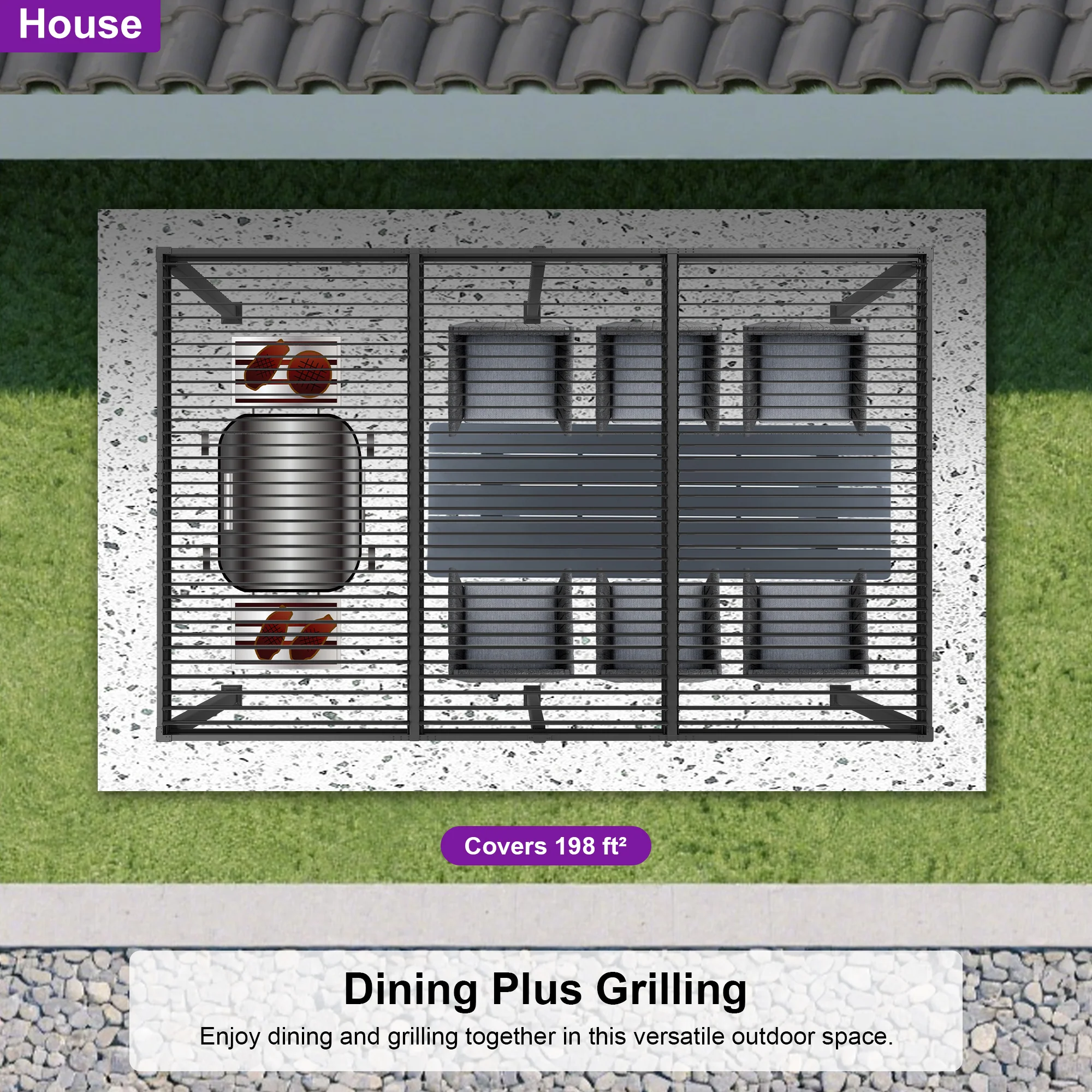 PURPLE LEAF Caesar Solar Louvered Pergola with LED Strip Lights and Control Panel Aluminum Outdoor Pergola with Adjustable Roof for Patio Deck Garden Yard Gray - Image 81