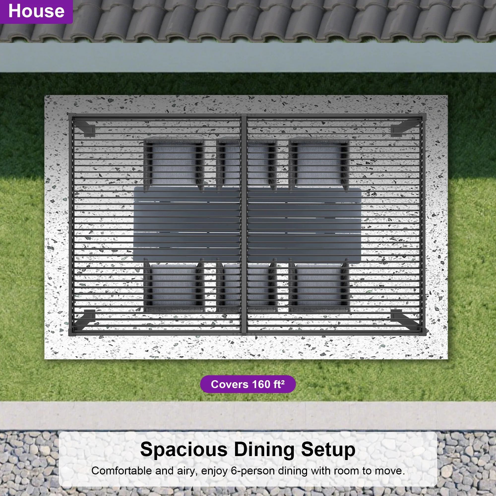 PURPLE LEAF Caesar Solar Louvered Pergola with LED Strip Lights and Control Panel Aluminum Outdoor Pergola with Adjustable Roof for Patio Deck Garden Yard Gray - Image 83