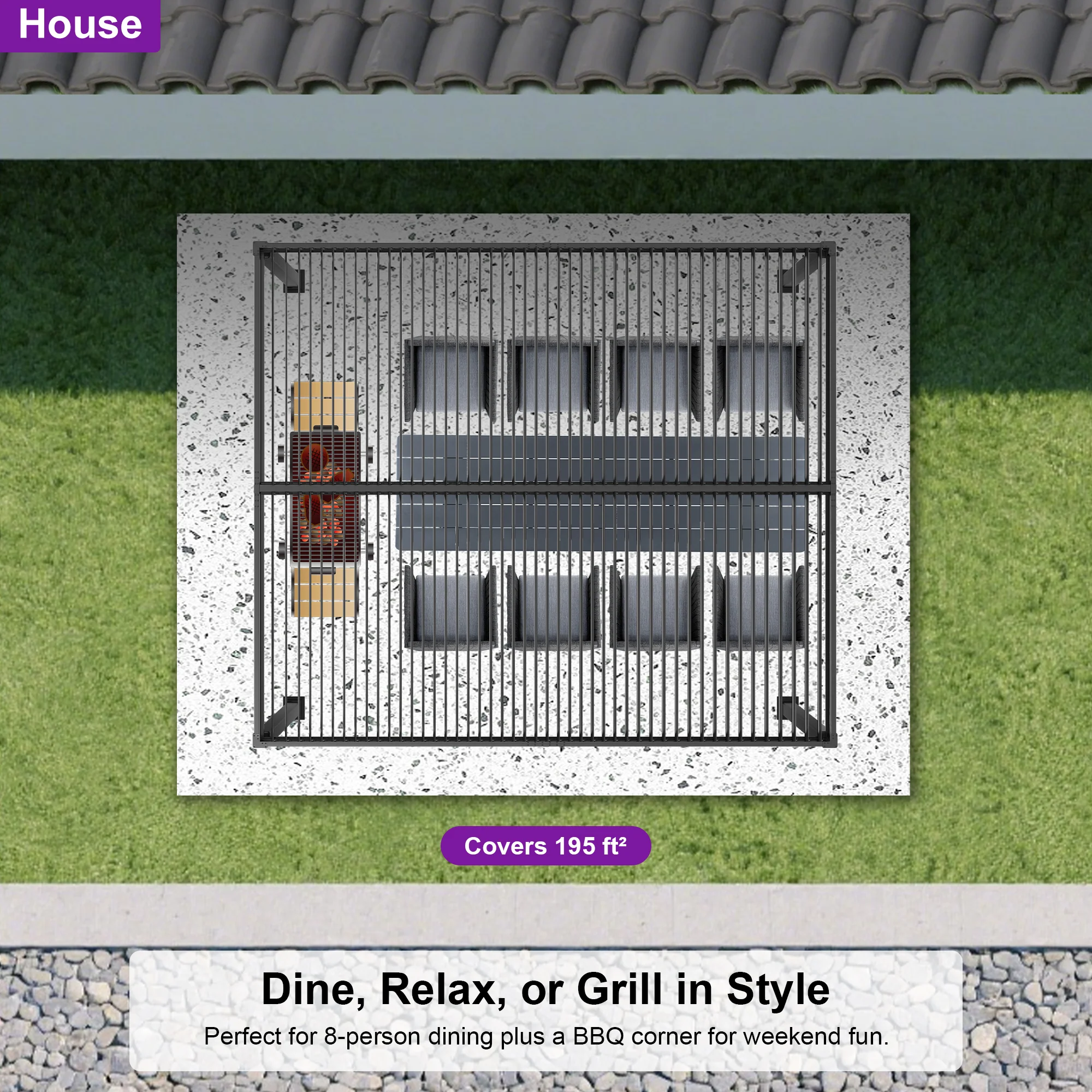 PURPLE LEAF Caesar Solar Louvered Pergola with LED Strip Lights and Control Panel Aluminum Outdoor Pergola with Adjustable Roof for Patio Deck Garden Yard Gray - Image 86