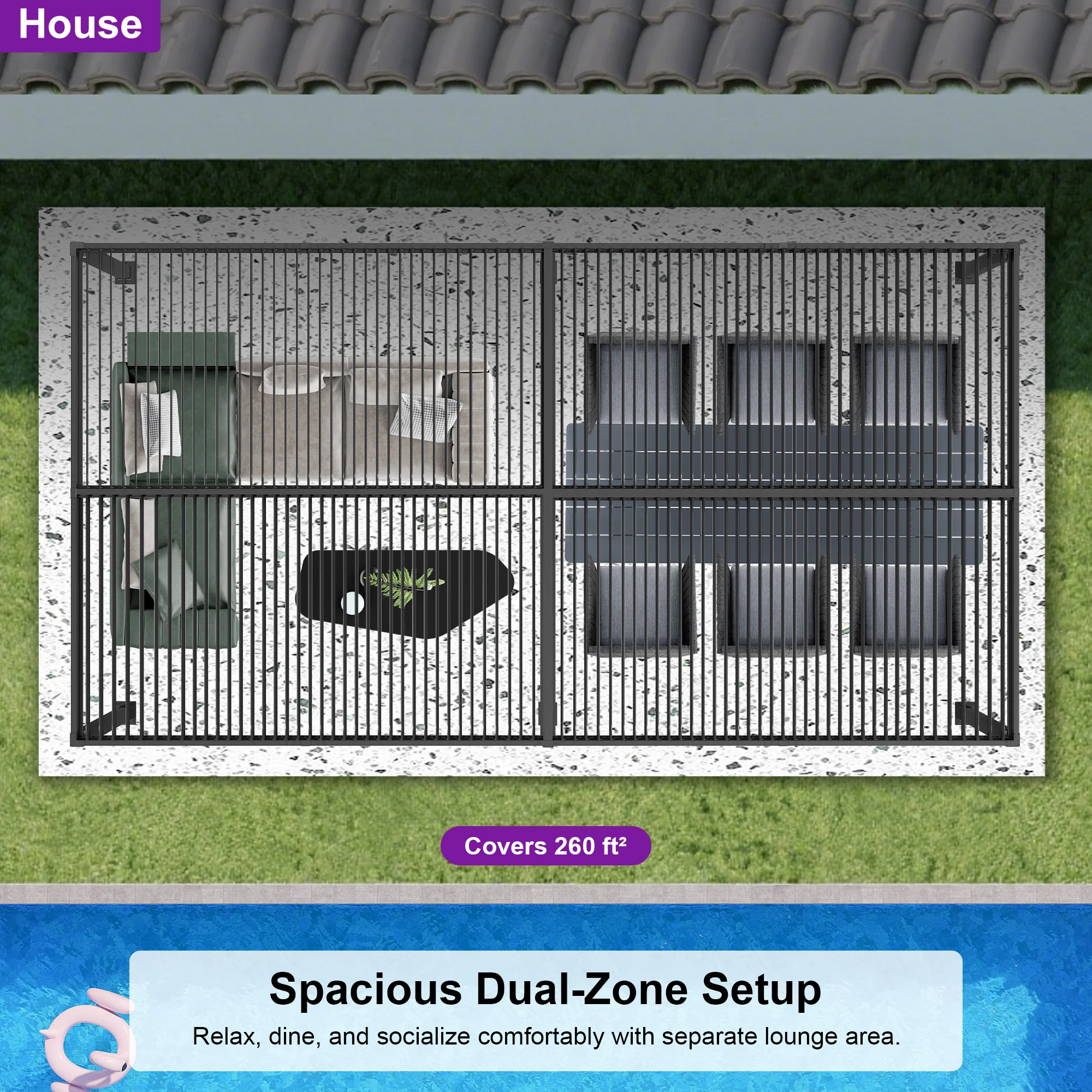 PURPLE LEAF Caesar Solar Louvered Pergola with LED Strip Lights and Control Panel Aluminum Outdoor Pergola with Adjustable Roof for Patio Deck Garden Yard Gray - Image 88