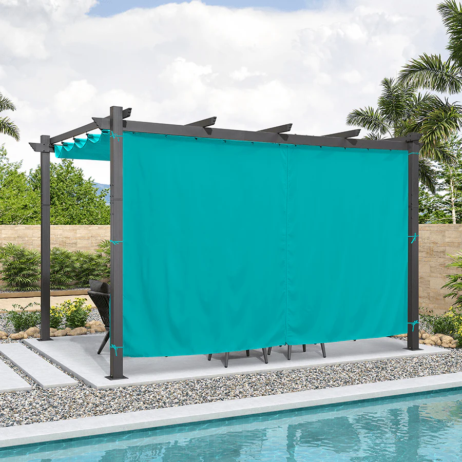 PURPLE LEAF Outdoor Pergola with Retractable Canopy Aluminum Shelter for Beach Porch Garden  Shade Pavilion Pergola  with Curtains - Image 162