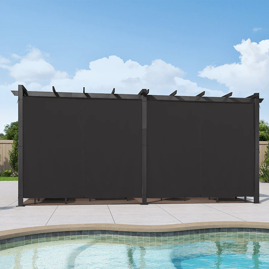 PURPLE LEAF Outdoor Pergola with Retractable Canopy Aluminum Shelter for Beach Porch Garden  Shade Pavilion Pergola  with Curtains - Image 170