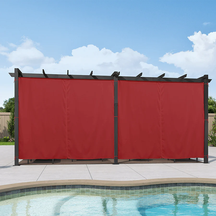 PURPLE LEAF Outdoor Pergola with Retractable Canopy Aluminum Shelter for Beach Porch Garden  Shade Pavilion Pergola  with Curtains - Image 172