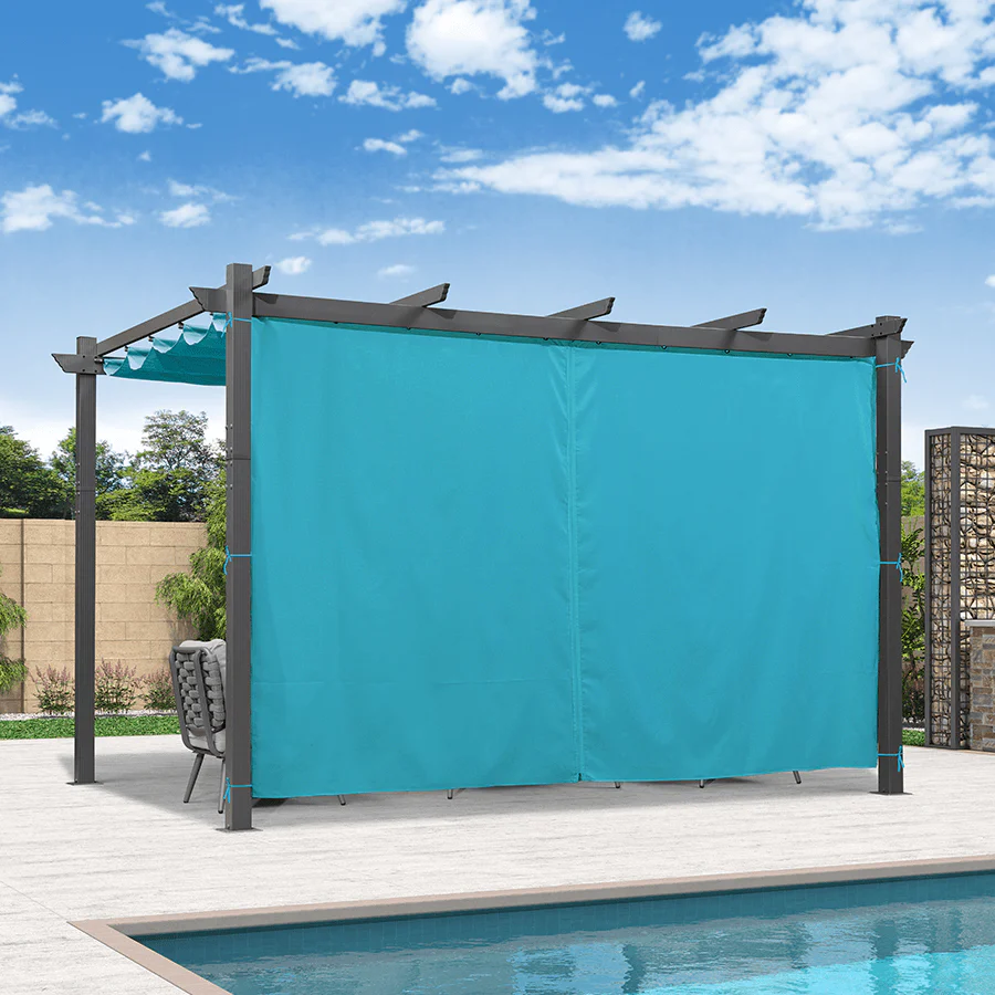 PURPLE LEAF Outdoor Pergola with Retractable Canopy Aluminum Shelter for Beach Porch Garden  Shade Pavilion Pergola  with Curtains - Image 182