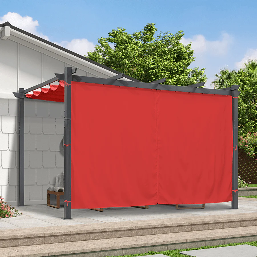 PURPLE LEAF Outdoor Pergola with Retractable Canopy Aluminum Shelter for Beach Porch Garden  Shade Pavilion Pergola  with Curtains - Image 188
