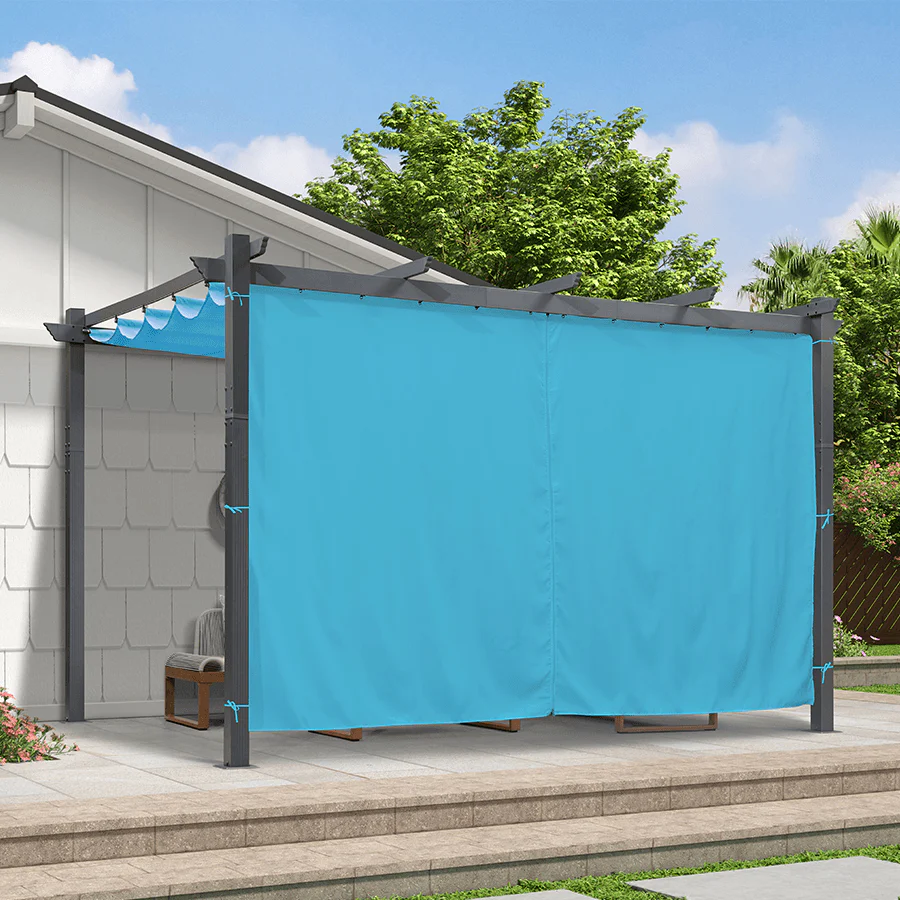 PURPLE LEAF Outdoor Pergola with Retractable Canopy Aluminum Shelter for Beach Porch Garden  Shade Pavilion Pergola  with Curtains - Image 190