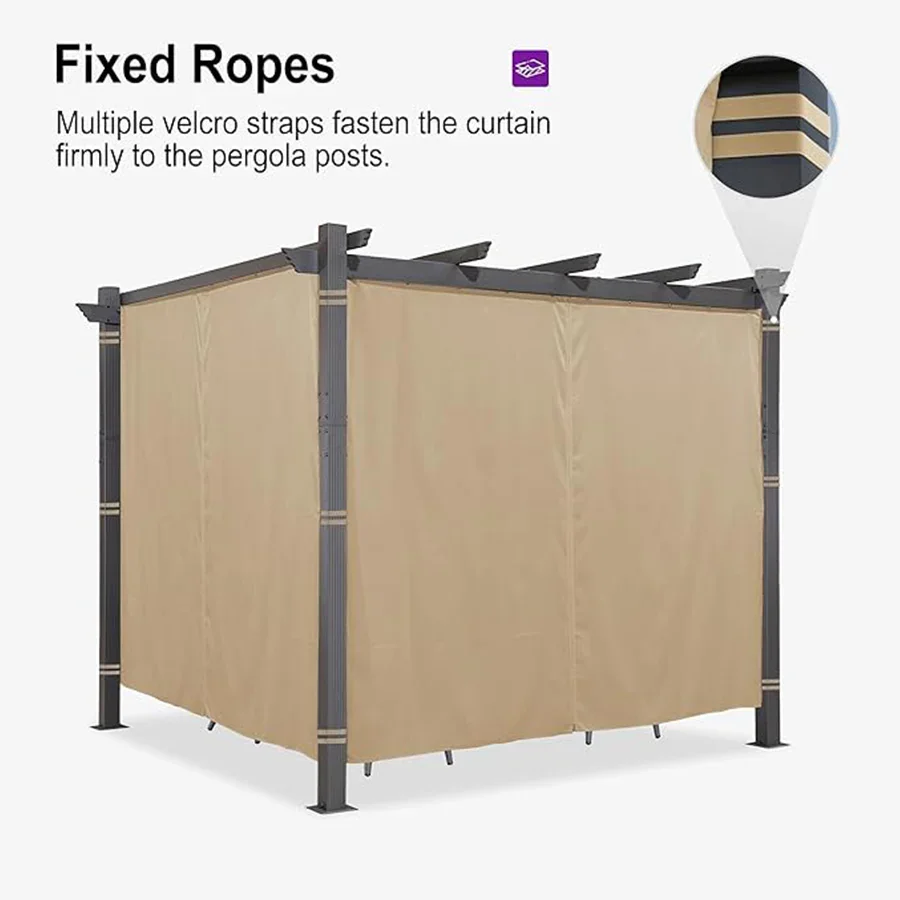 PURPLE LEAF Outdoor Pergola with Retractable Canopy Aluminum Shelter for Beach Porch Garden  Shade Pavilion Pergola  with Curtains - Image 210