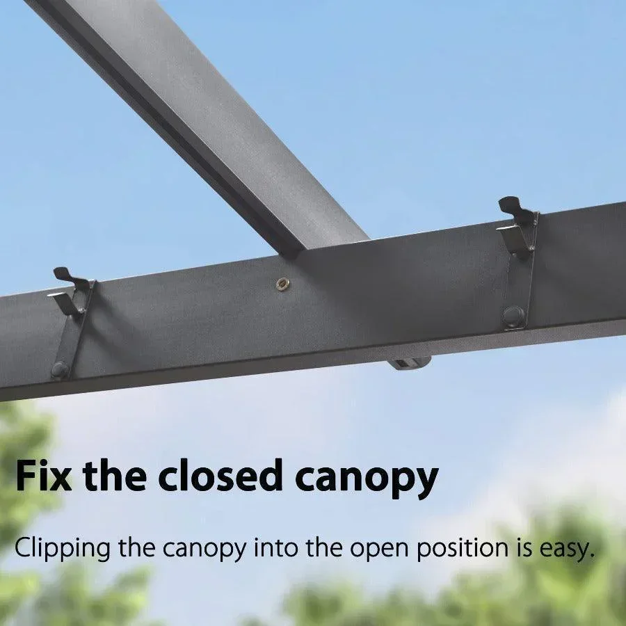 PURPLE LEAF Outdoor Pergola with Retractable Canopy Aluminum Shelter for Porch Garden  Beach Shade Pavilion Pergola Modern Backyard Deck - Image 103