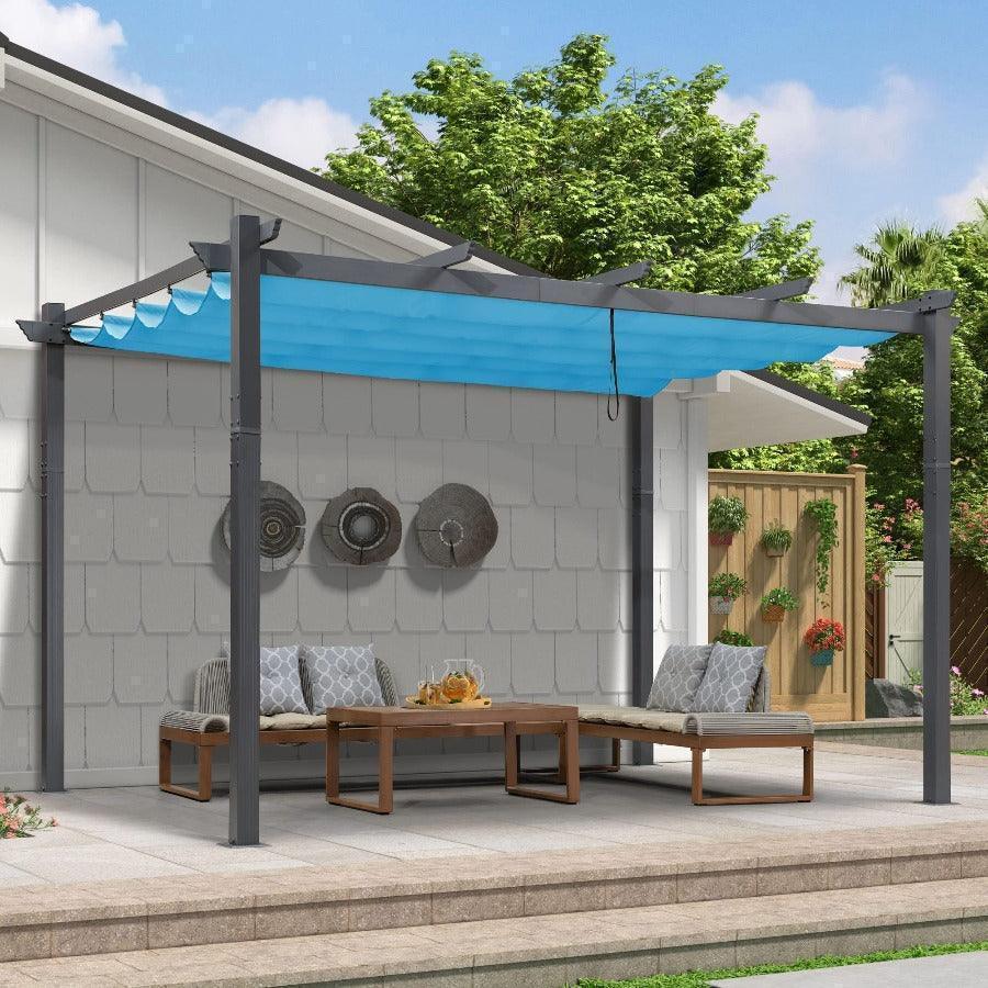 PURPLE LEAF Outdoor Pergola with Retractable Canopy Aluminum Shelter for Porch Garden  Beach Shade Pavilion Pergola Modern Backyard Deck - Image 104
