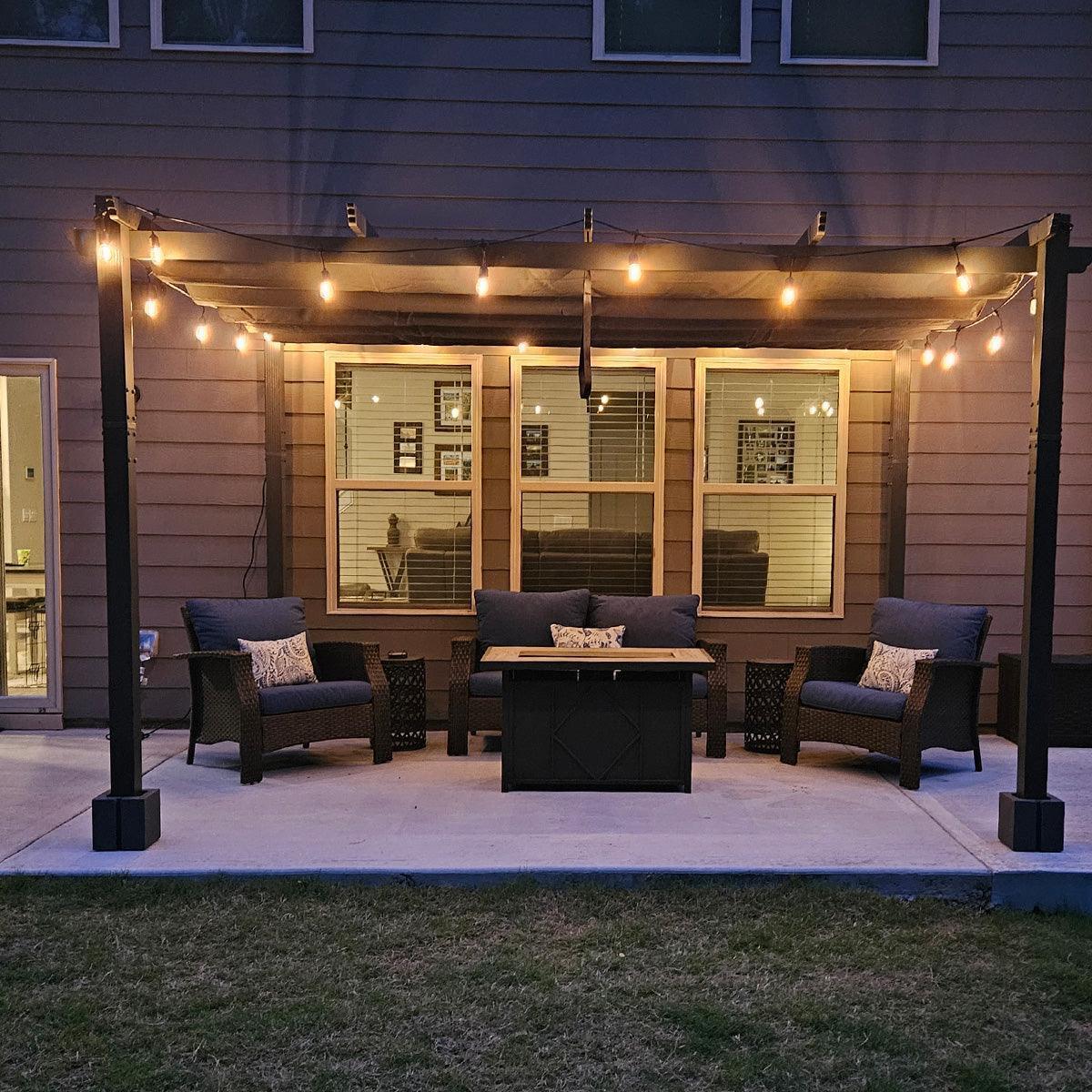 PURPLE LEAF Outdoor Pergola with Retractable Canopy Aluminum Shelter for Porch Garden  Beach Shade Pavilion Pergola Modern Backyard Deck - Image 108