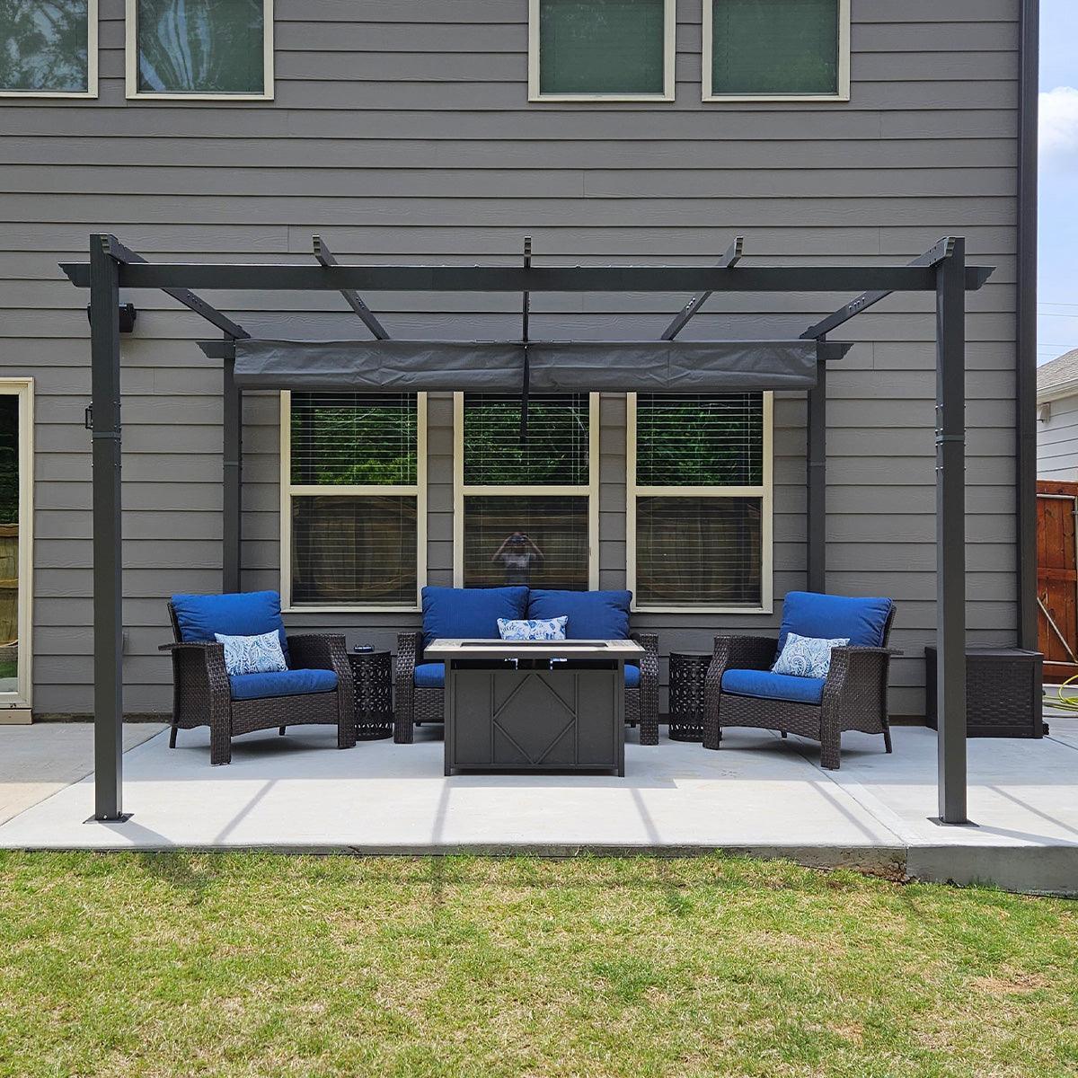 PURPLE LEAF Outdoor Pergola with Retractable Canopy Aluminum Shelter for Porch Garden  Beach Shade Pavilion Pergola Modern Backyard Deck - Image 109