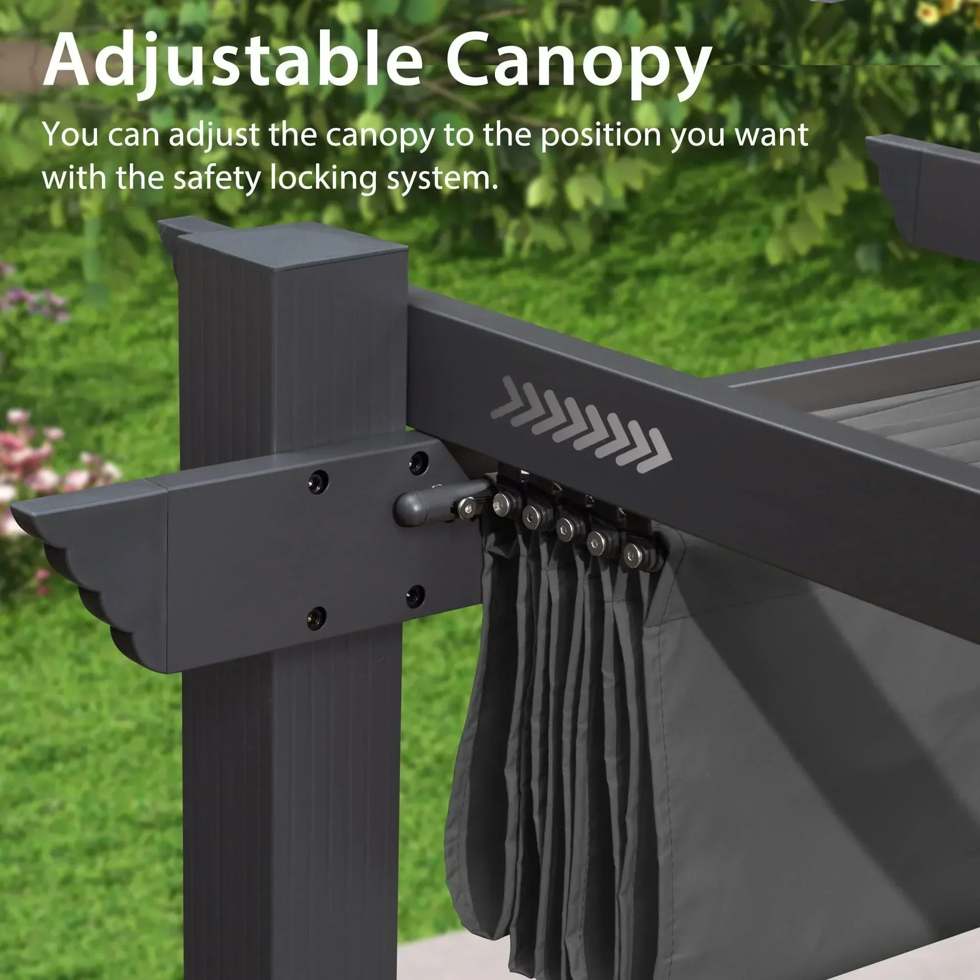 PURPLE LEAF Outdoor Pergola with Retractable Canopy Aluminum Shelter for Porch Garden  Beach Shade Pavilion Pergola Modern Backyard Deck - Image 112