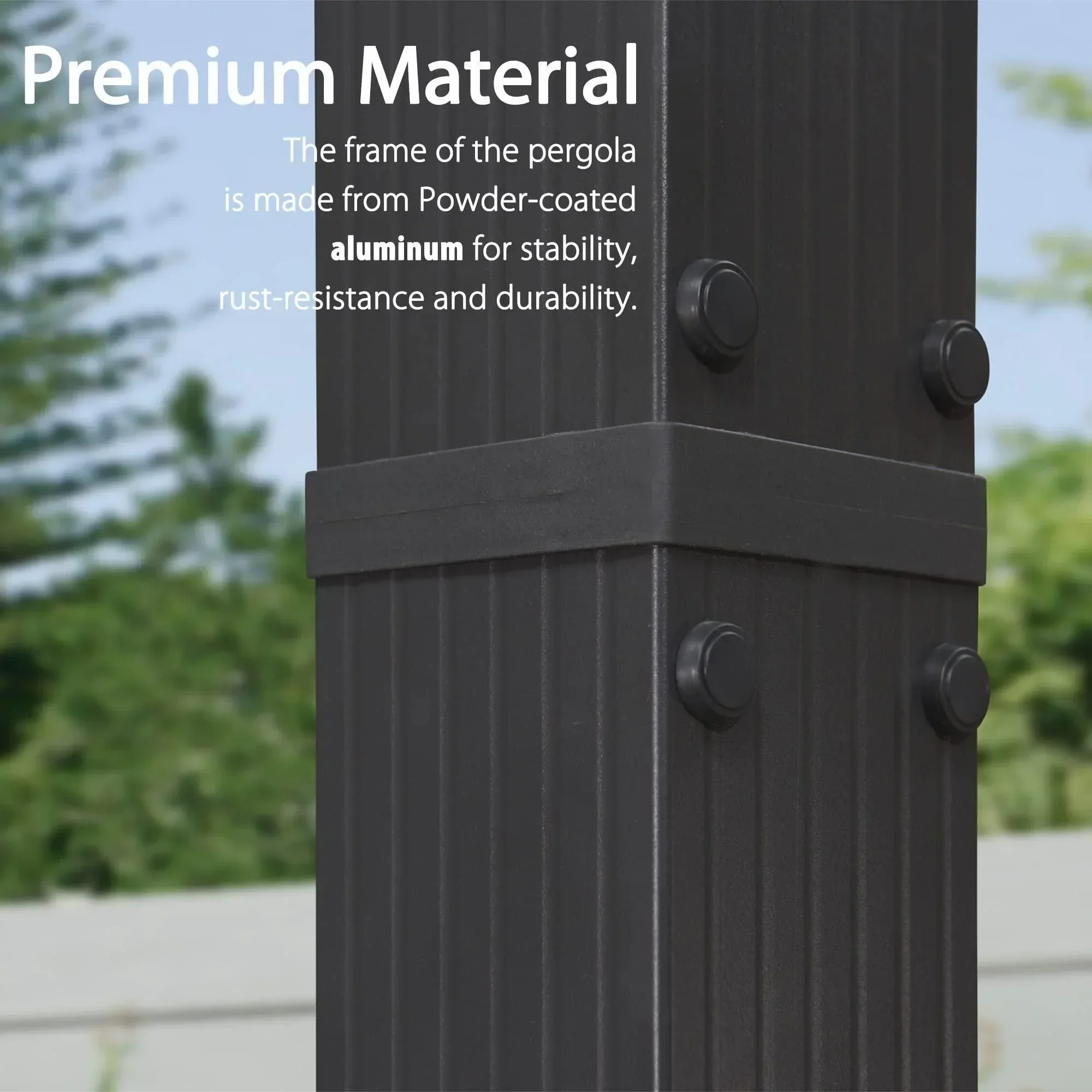 PURPLE LEAF Outdoor Pergola with Retractable Canopy Aluminum Shelter for Porch Garden  Beach Shade Pavilion Pergola Modern Backyard Deck - Image 119