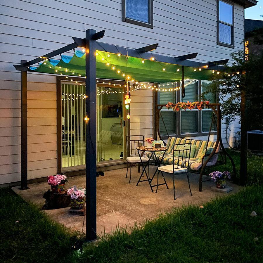 PURPLE LEAF Outdoor Pergola with Retractable Canopy Aluminum Shelter for Porch Garden  Beach Shade Pavilion Pergola Modern Backyard Deck - Image 121