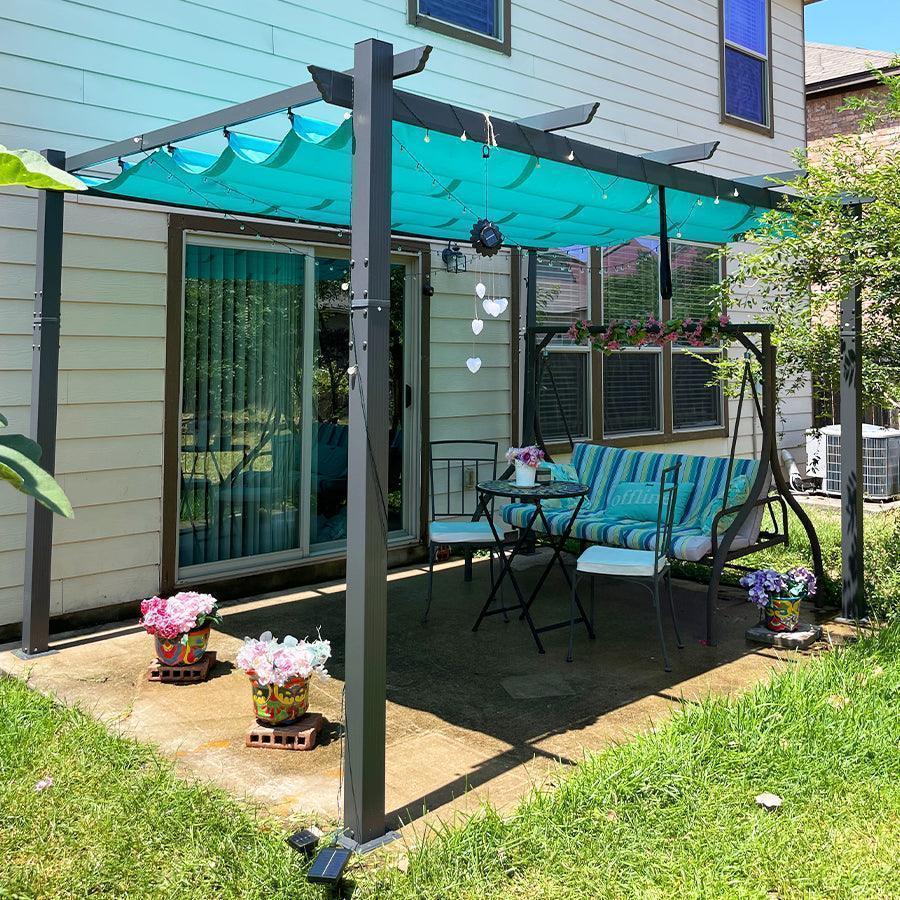 PURPLE LEAF Outdoor Pergola with Retractable Canopy Aluminum Shelter for Porch Garden  Beach Shade Pavilion Pergola Modern Backyard Deck - Image 122