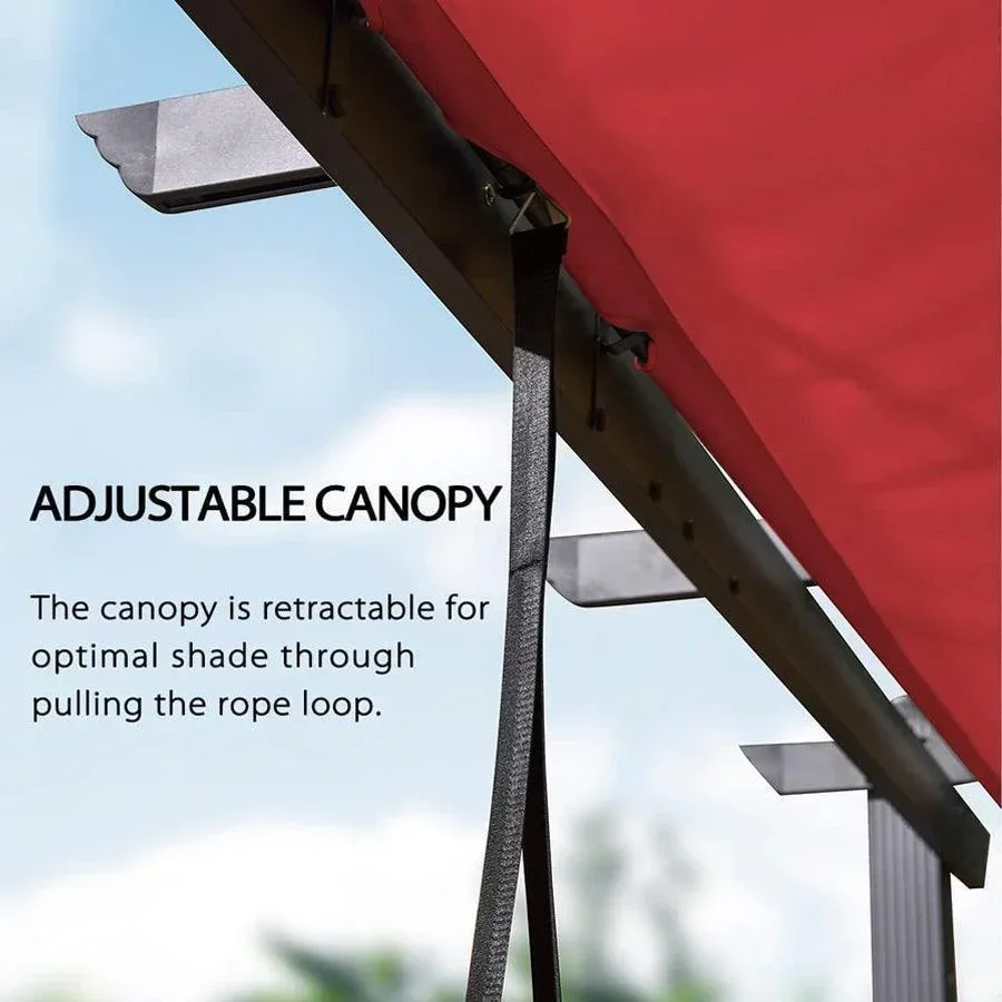 PURPLE LEAF Outdoor Pergola with Retractable Canopy Aluminum Shelter for Porch Garden  Beach Shade Pavilion Pergola Modern Backyard Deck - Image 131