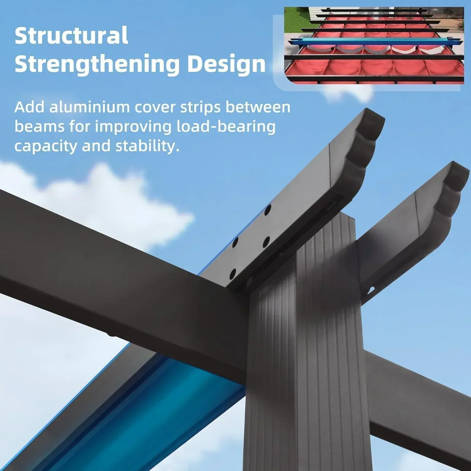 PURPLE LEAF Outdoor Pergola with Retractable Canopy Aluminum Shelter for Porch Garden  Beach Shade Pavilion Pergola Modern Backyard Deck - Image 135