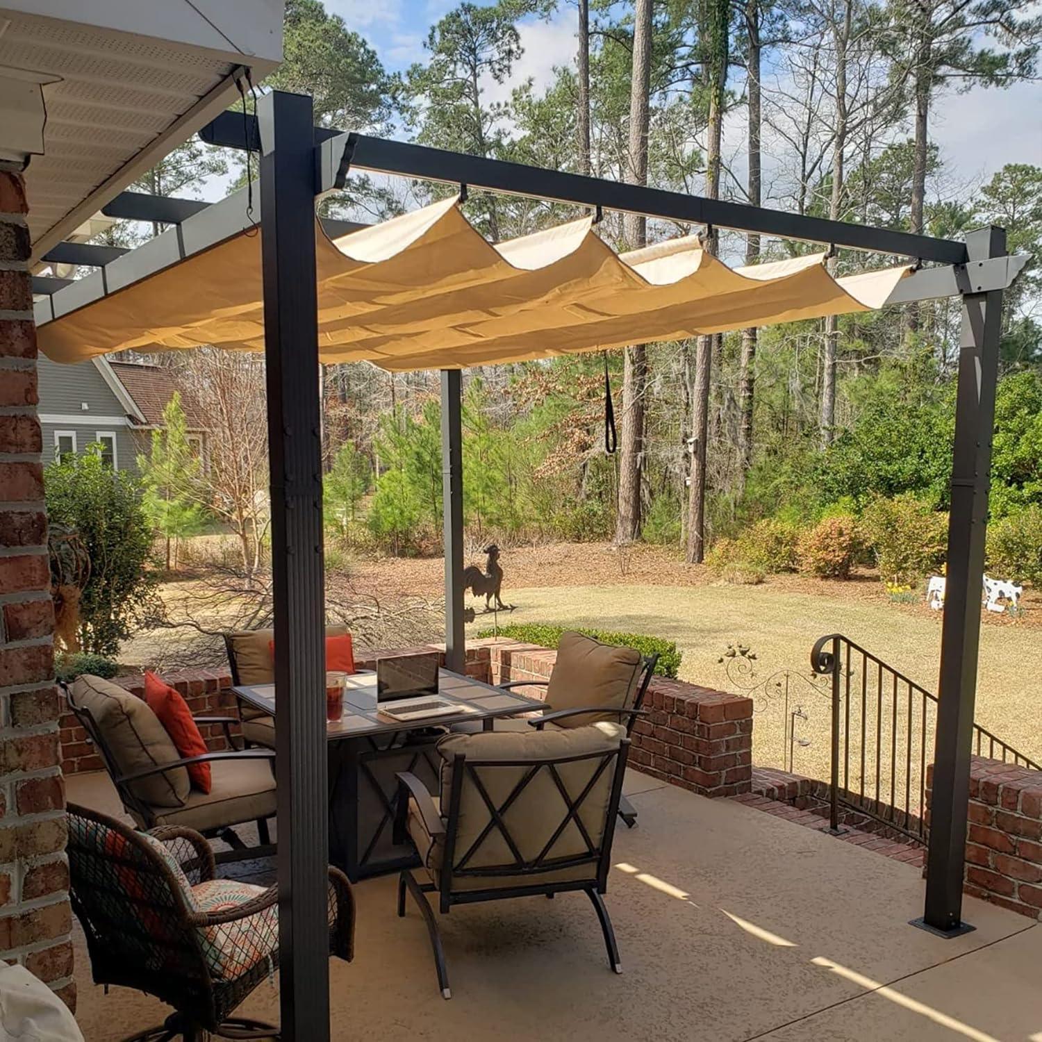 PURPLE LEAF Outdoor Pergola with Retractable Canopy Aluminum Shelter for Porch Garden  Beach Shade Pavilion Pergola Modern Backyard Deck - Image 137