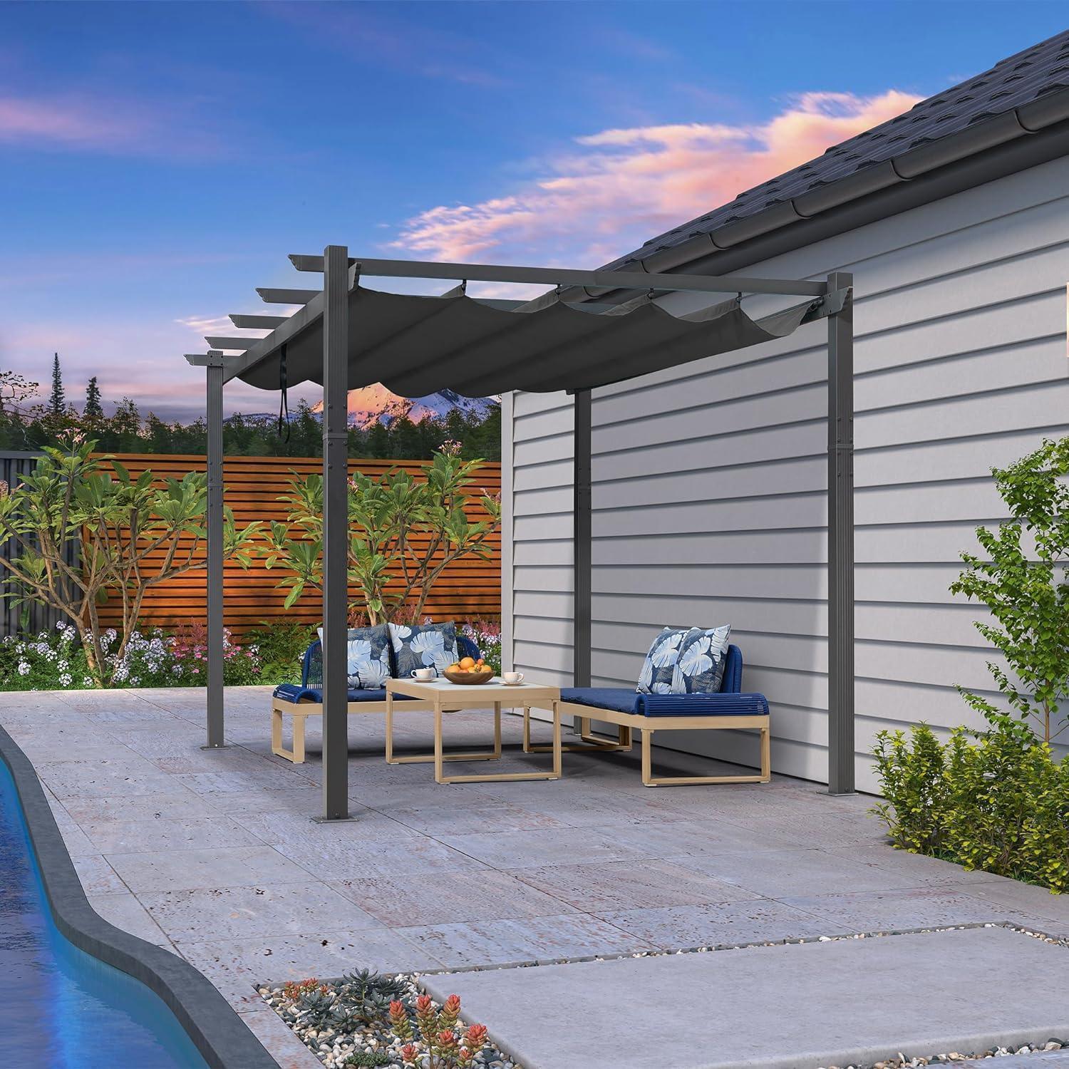 PURPLE LEAF Outdoor Pergola with Retractable Canopy Aluminum Shelter for Porch Garden  Beach Shade Pavilion Pergola Modern Backyard Deck - Image 138