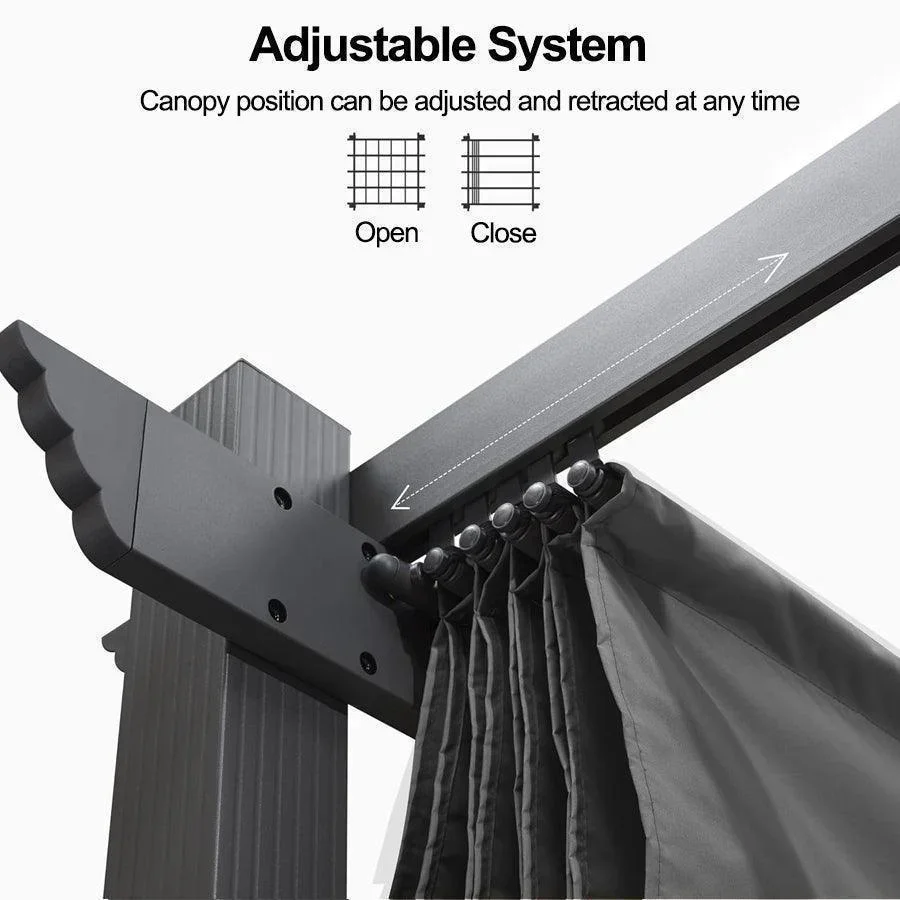 PURPLE LEAF Outdoor Pergola with Retractable Canopy Aluminum Shelter for Porch Garden  Beach Shade Pavilion Pergola Modern Backyard Deck - Image 140