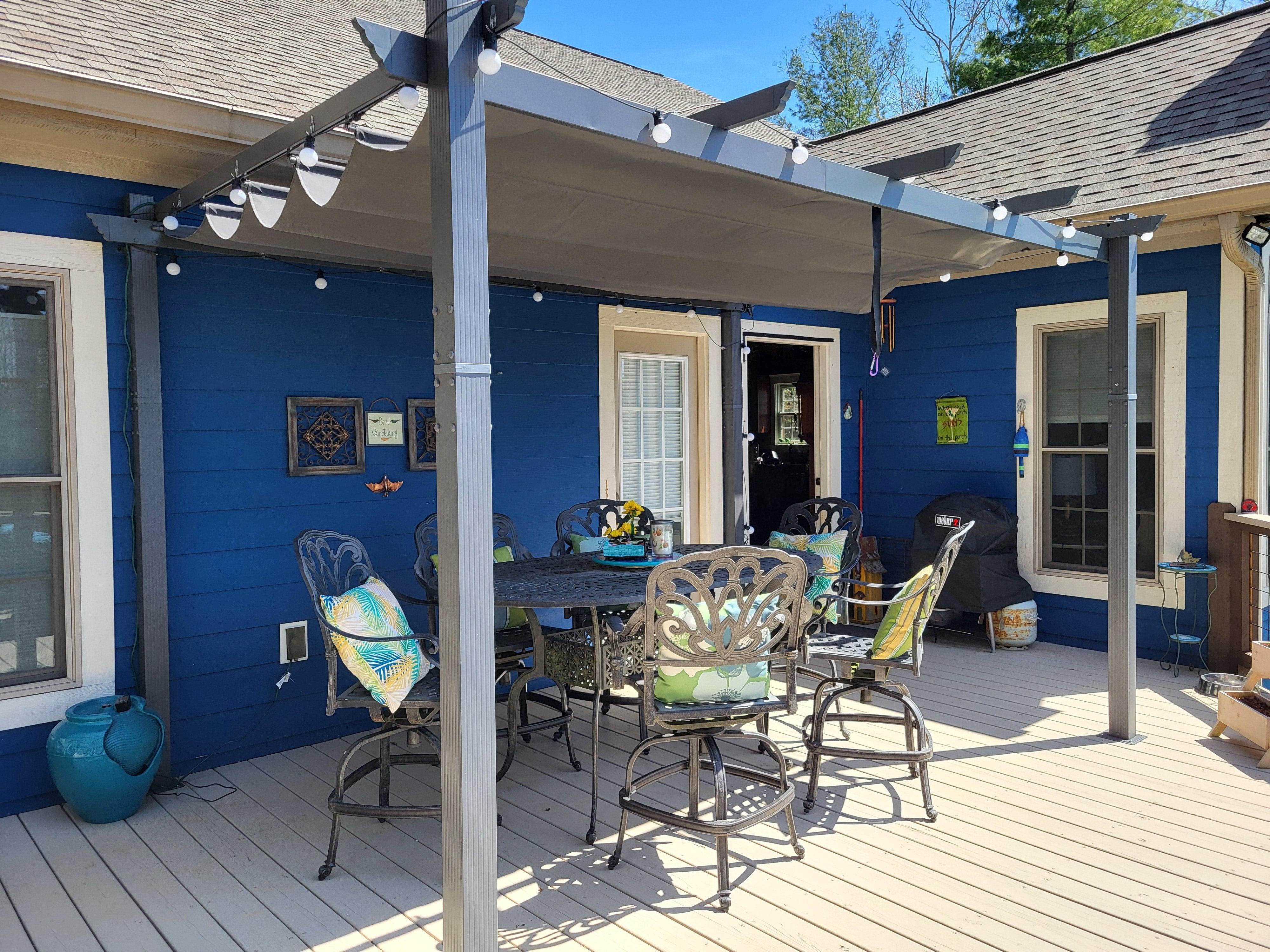 PURPLE LEAF Outdoor Pergola with Retractable Canopy Aluminum Shelter for Porch Garden  Beach Shade Pavilion Pergola Modern Backyard Deck - Image 146