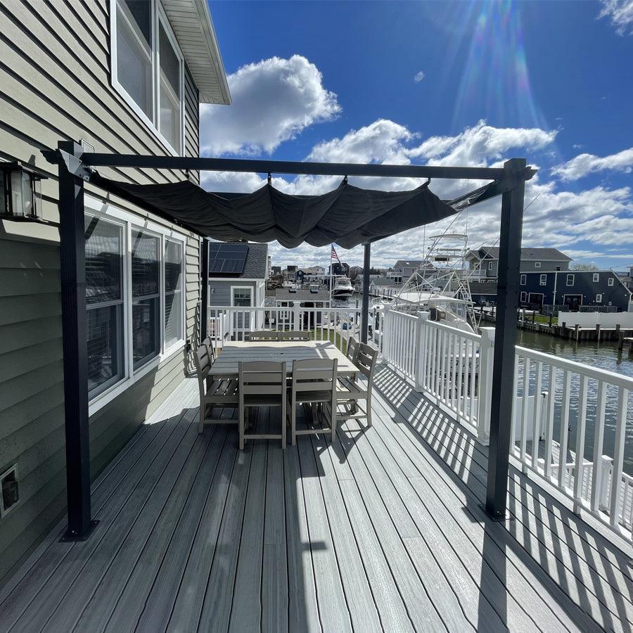 PURPLE LEAF Outdoor Pergola with Retractable Canopy Aluminum Shelter for Porch Garden  Beach Shade Pavilion Pergola Modern Backyard Deck - Image 147