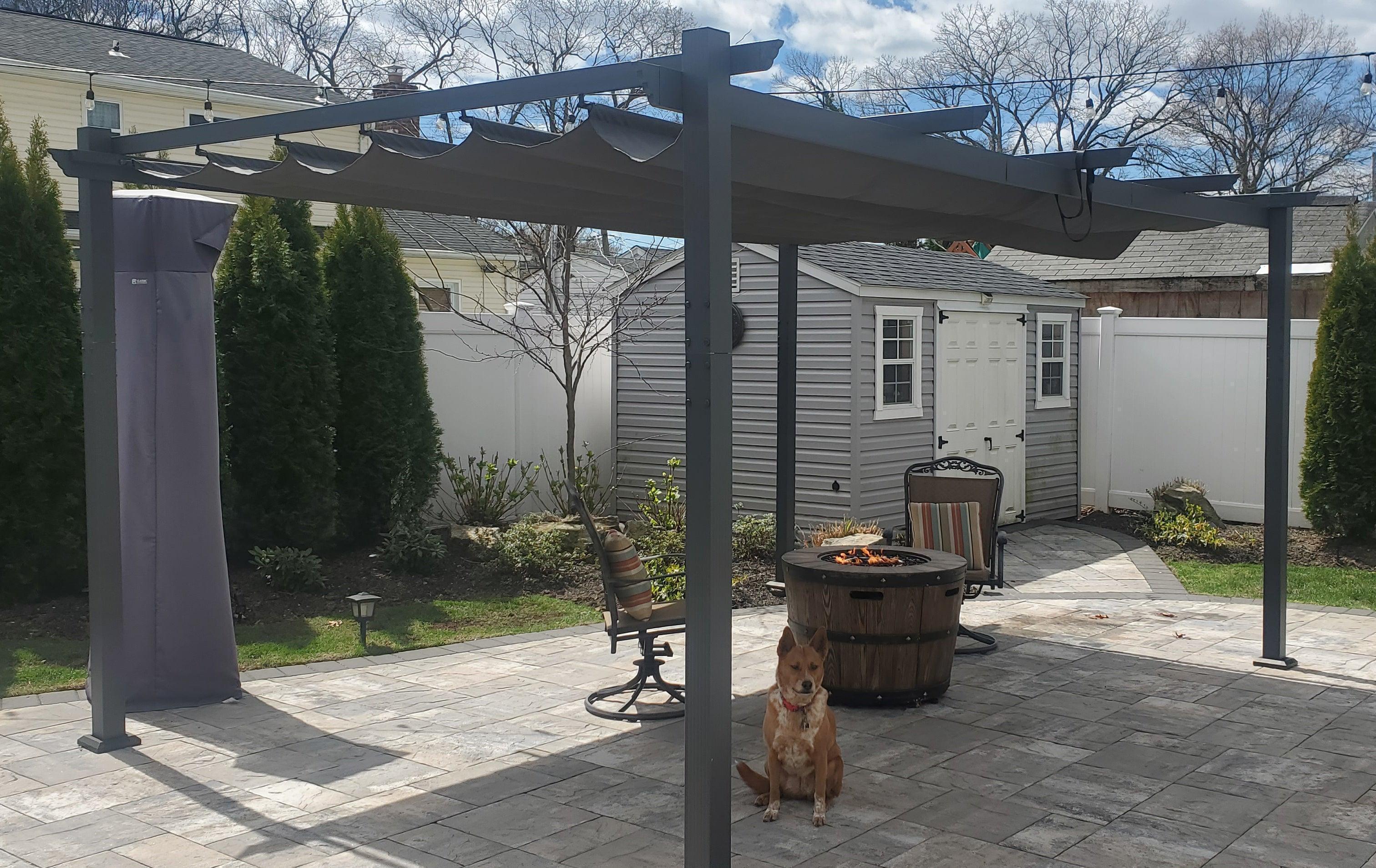 PURPLE LEAF Outdoor Pergola with Retractable Canopy Aluminum Shelter for Porch Garden  Beach Shade Pavilion Pergola Modern Backyard Deck - Image 148