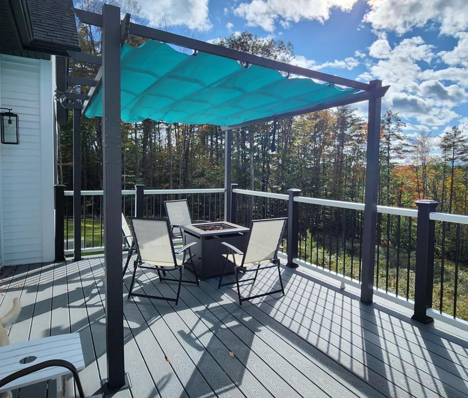 PURPLE LEAF Outdoor Pergola with Retractable Canopy Aluminum Shelter for Porch Garden  Beach Shade Pavilion Pergola Modern Backyard Deck - Image 157