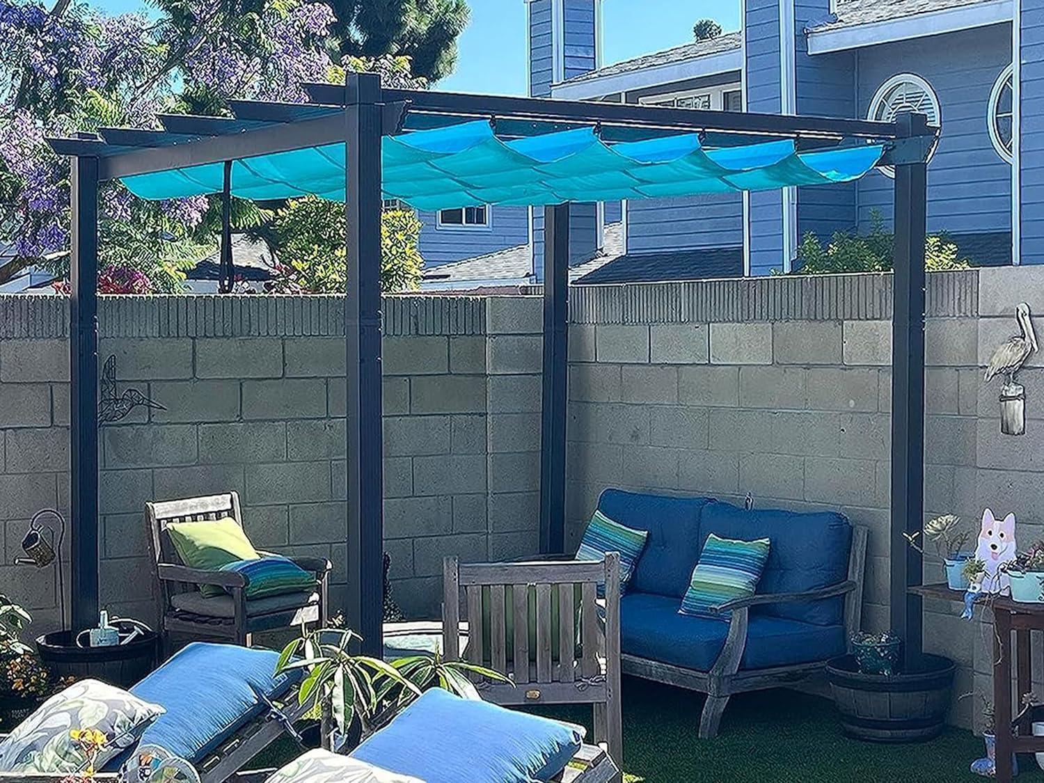 PURPLE LEAF Outdoor Pergola with Retractable Canopy Aluminum Shelter for Porch Garden  Beach Shade Pavilion Pergola Modern Backyard Deck - Image 158