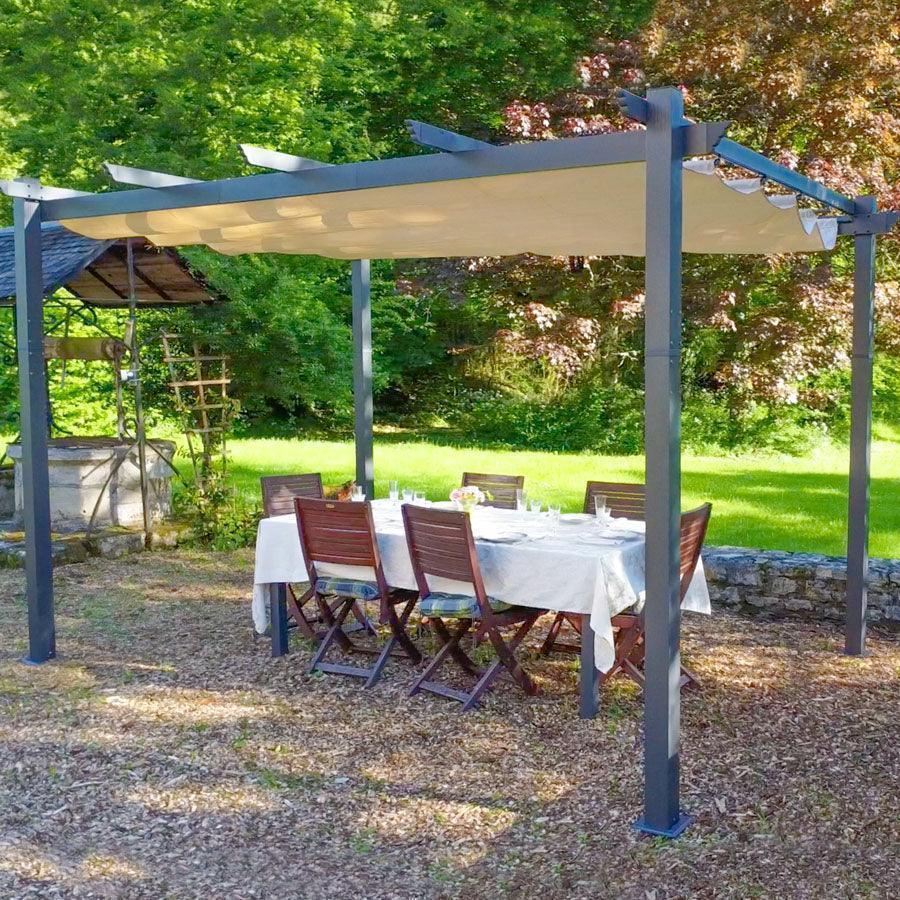 PURPLE LEAF Outdoor Pergola with Retractable Canopy Aluminum Shelter for Porch Garden  Beach Shade Pavilion Pergola Modern Backyard Deck - Image 170