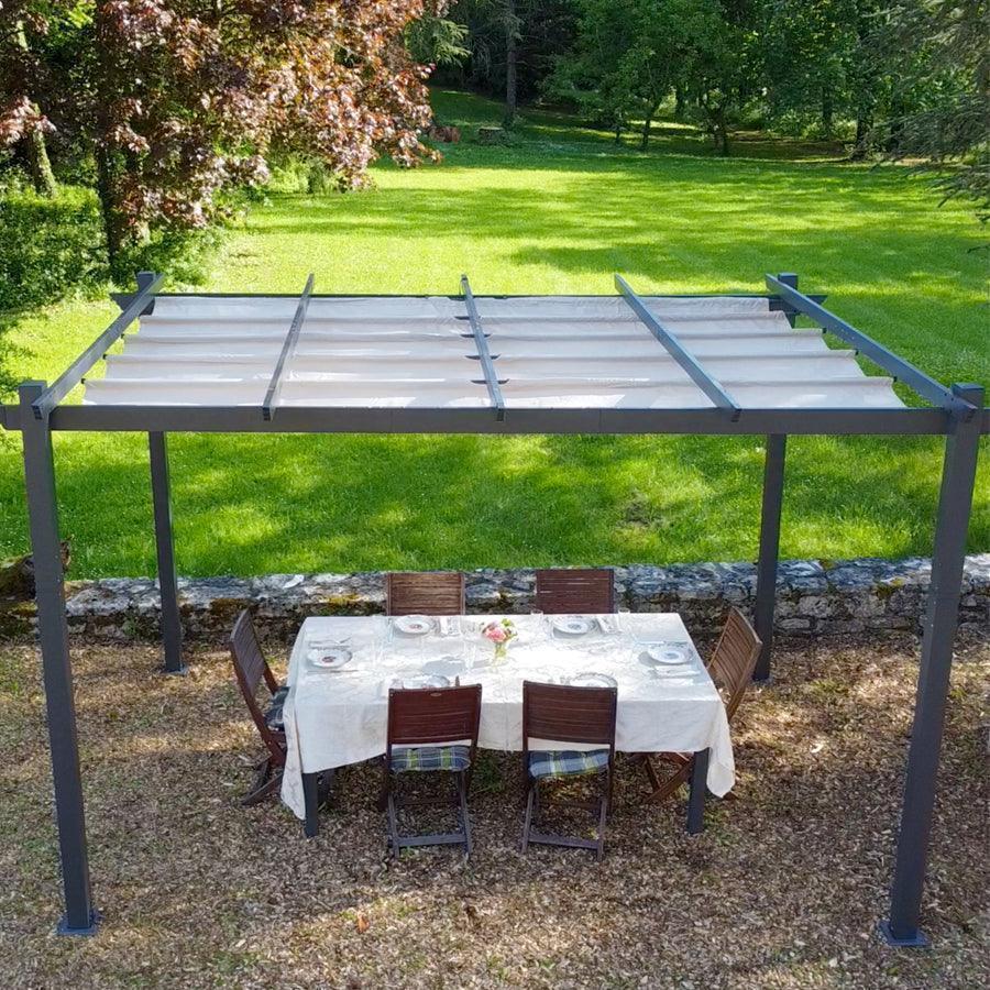 PURPLE LEAF Outdoor Pergola with Retractable Canopy Aluminum Shelter for Porch Garden  Beach Shade Pavilion Pergola Modern Backyard Deck - Image 171