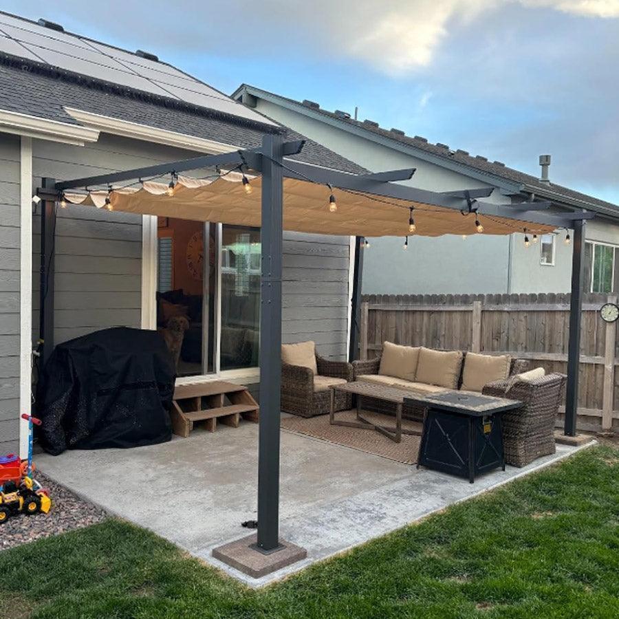 PURPLE LEAF Outdoor Pergola with Retractable Canopy Aluminum Shelter for Porch Garden  Beach Shade Pavilion Pergola Modern Backyard Deck - Image 172