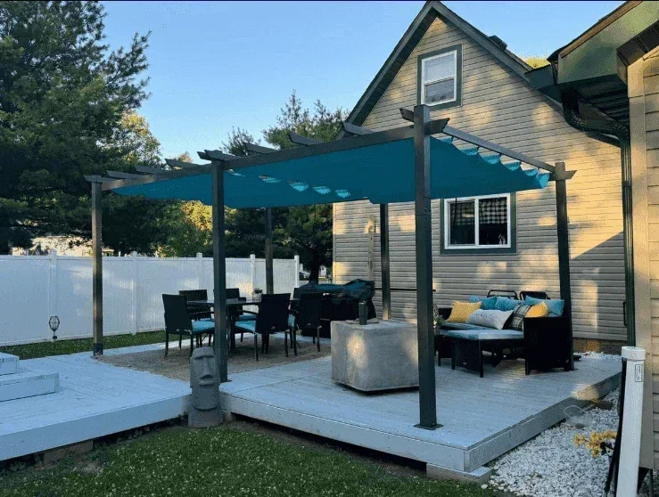 PURPLE LEAF Outdoor Pergola with Retractable Canopy Aluminum Shelter for Beach Porch Garden  Shade Pavilion Pergola  with Curtains - Image 144