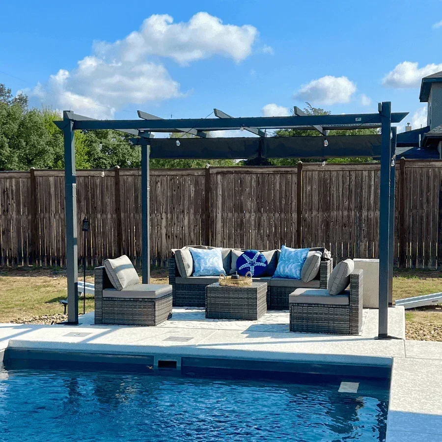 PURPLE LEAF Outdoor Pergola with Retractable Canopy Aluminum Shelter for Porch Garden  Beach Shade Pavilion Pergola Modern Backyard Deck - Image 186