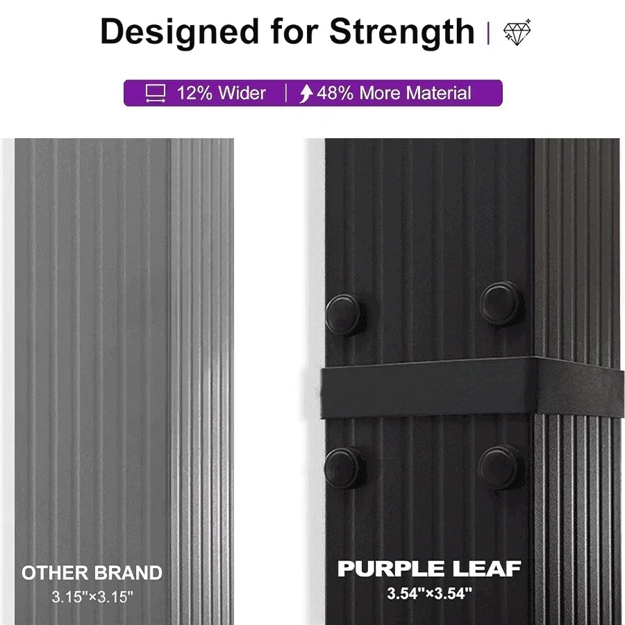 PURPLE LEAF Outdoor Pergola with Retractable Canopy Aluminum Shelter for Porch Garden  Beach Shade Pavilion Pergola Modern Backyard Deck - Image 189