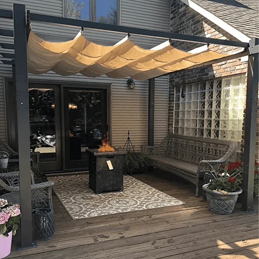 PURPLE LEAF Outdoor Pergola with Retractable Canopy Aluminum Shelter for Porch Garden  Beach Shade Pavilion Pergola Modern Backyard Deck - Image 18