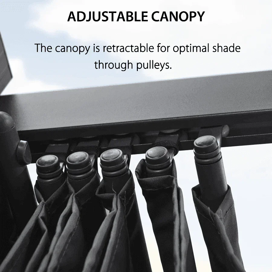 PURPLE LEAF Outdoor Pergola with Retractable Canopy Aluminum Shelter for Porch Garden  Beach Shade Pavilion Pergola Modern Backyard Deck - Image 19