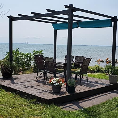 PURPLE LEAF Outdoor Pergola with Retractable Canopy Aluminum Shelter for Porch Garden  Beach Shade Pavilion Pergola Modern Backyard Deck - Image 21