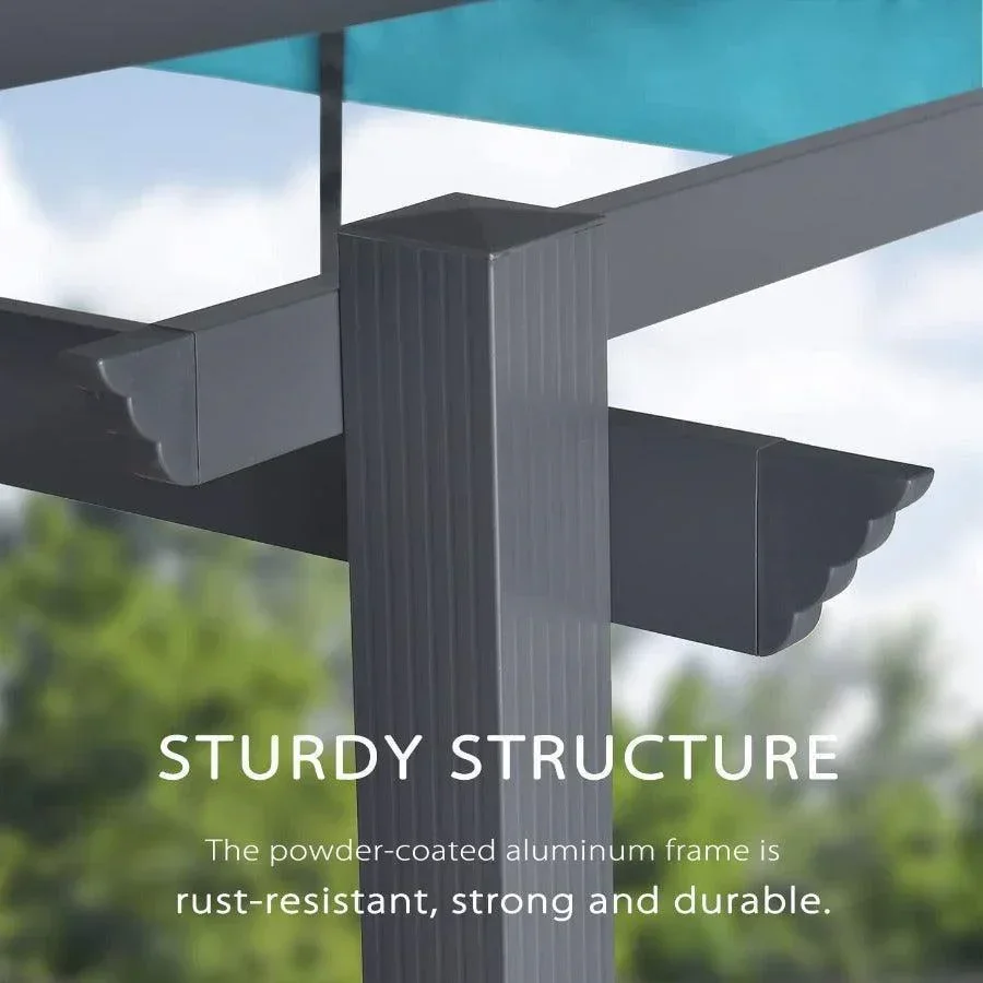 PURPLE LEAF Outdoor Pergola with Retractable Canopy Aluminum Shelter for Porch Garden  Beach Shade Pavilion Pergola Modern Backyard Deck - Image 22