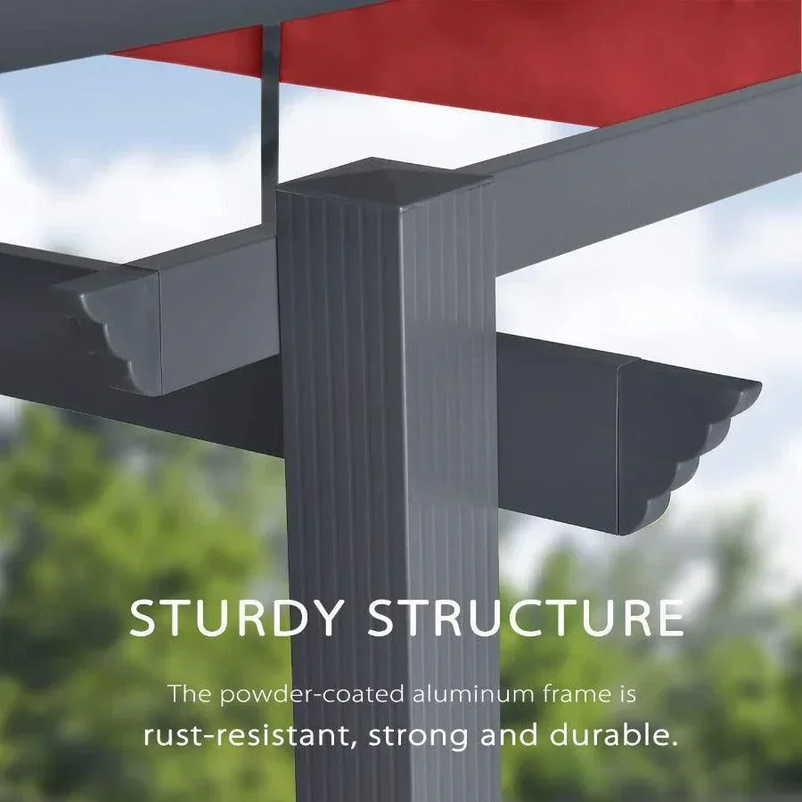 PURPLE LEAF Outdoor Pergola with Retractable Canopy Aluminum Shelter for Porch Garden  Beach Shade Pavilion Pergola Modern Backyard Deck - Image 23