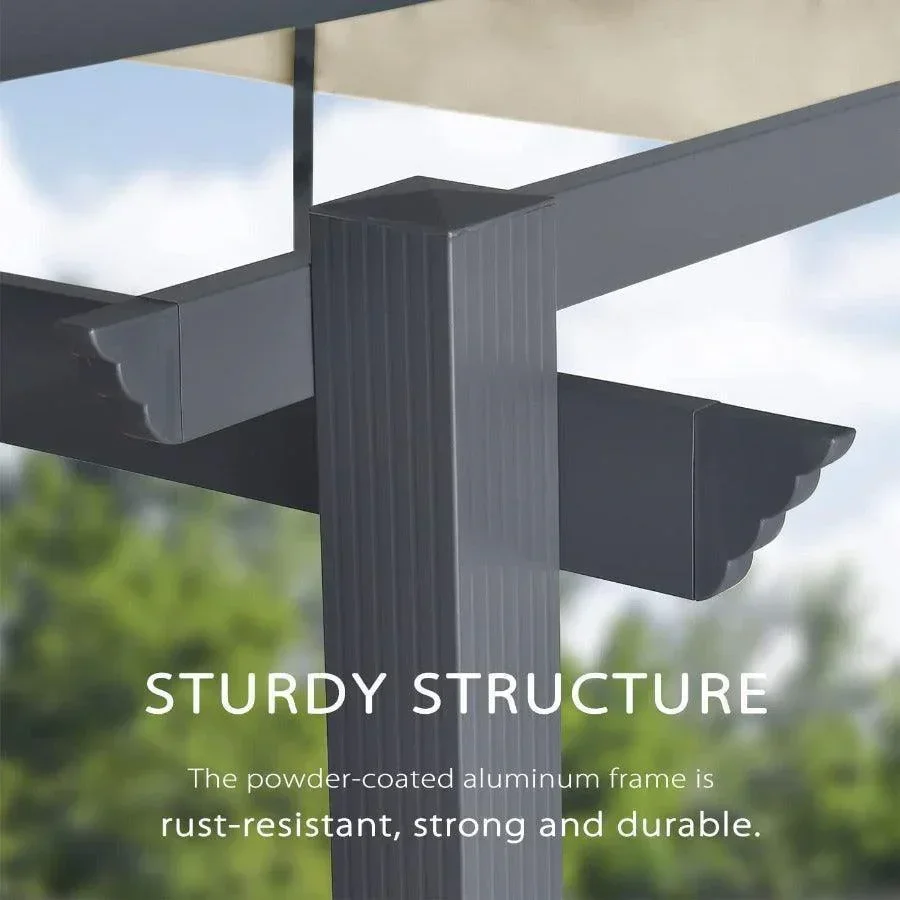 PURPLE LEAF Outdoor Pergola with Retractable Canopy Aluminum Shelter for Porch Garden  Beach Shade Pavilion Pergola Modern Backyard Deck - Image 24