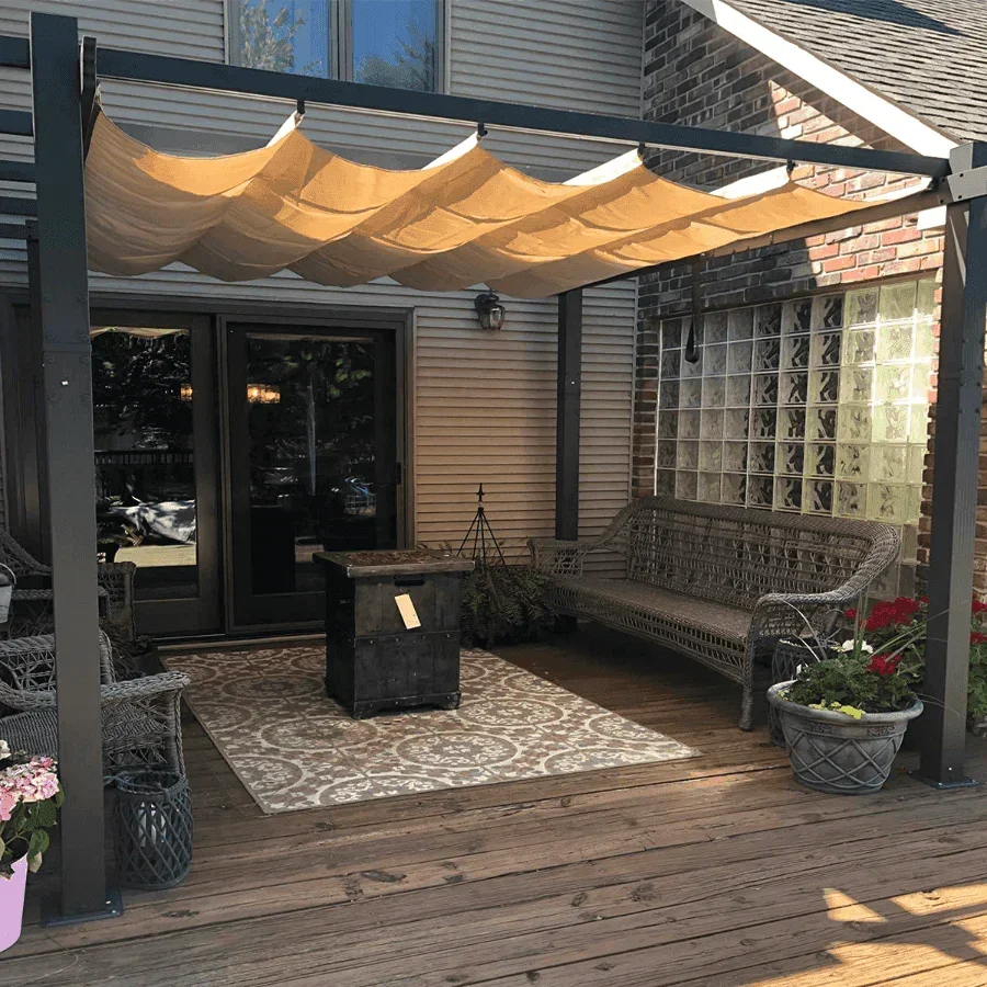 PURPLE LEAF Outdoor Pergola with Retractable Canopy Aluminum Shelter for Porch Garden  Beach Shade Pavilion Pergola Modern Backyard Deck - Image 28