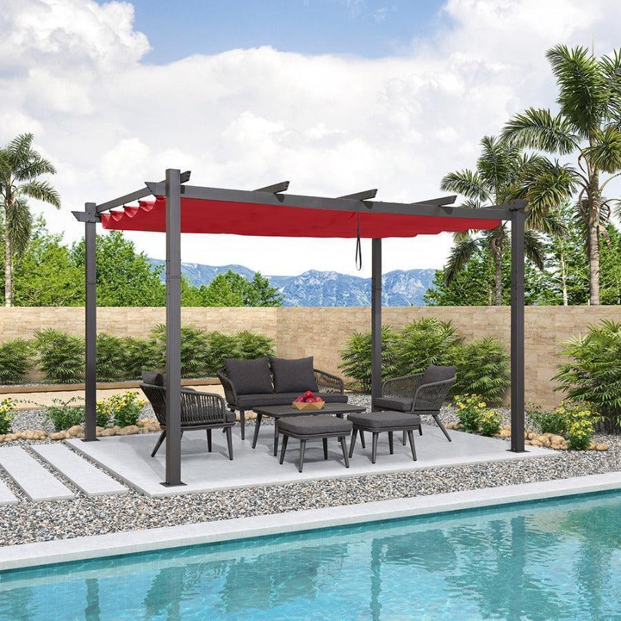 PURPLE LEAF Outdoor Pergola with Retractable Canopy Aluminum Shelter for Porch Garden  Beach Shade Pavilion Pergola Modern Backyard Deck - Image 31