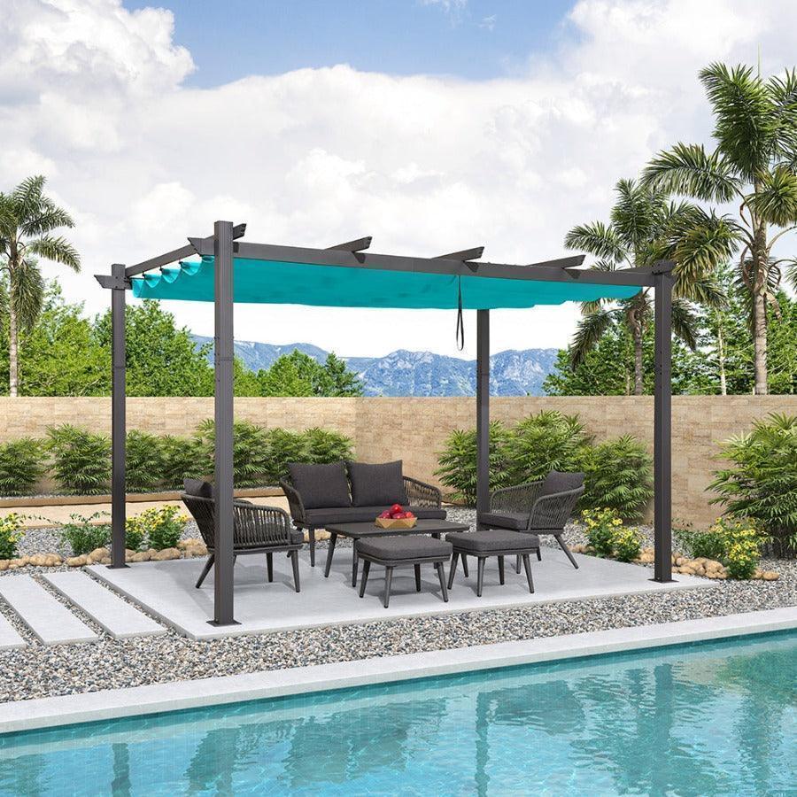 PURPLE LEAF Outdoor Pergola with Retractable Canopy Aluminum Shelter for Porch Garden  Beach Shade Pavilion Pergola Modern Backyard Deck - Image 32