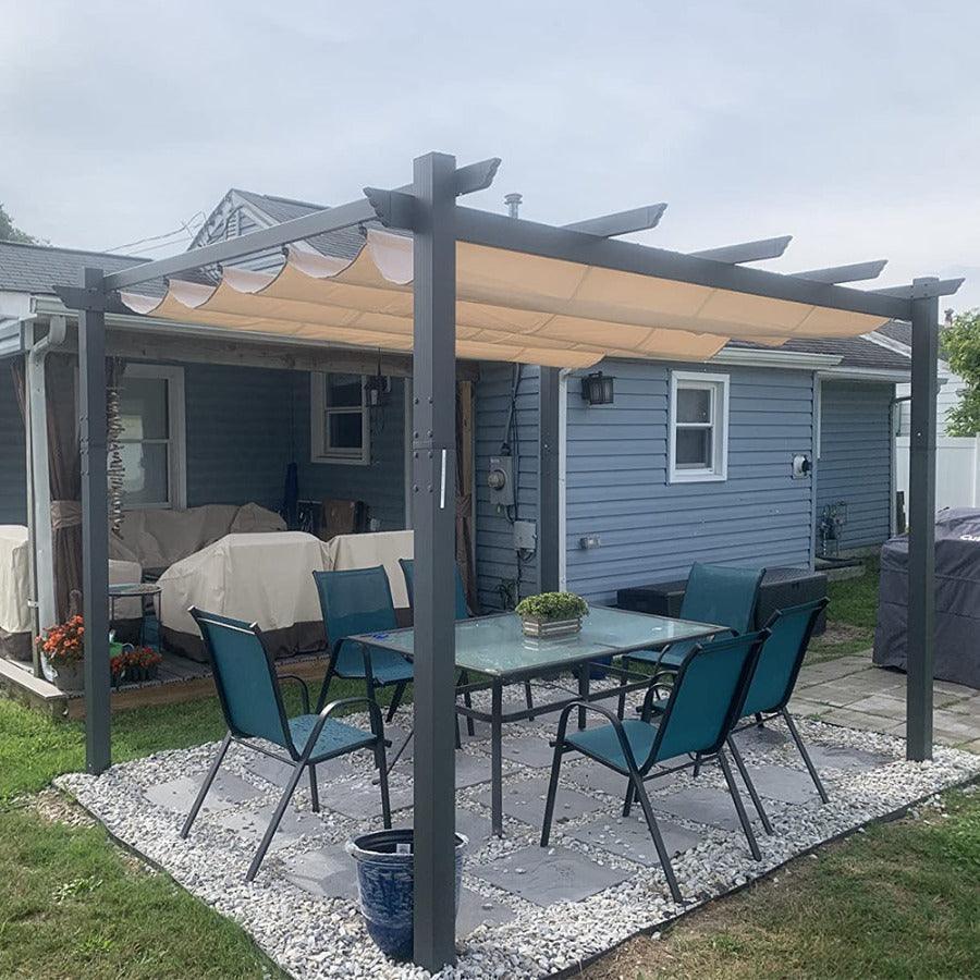 PURPLE LEAF Outdoor Pergola with Retractable Canopy Aluminum Shelter for Porch Garden  Beach Shade Pavilion Pergola Modern Backyard Deck - Image 33