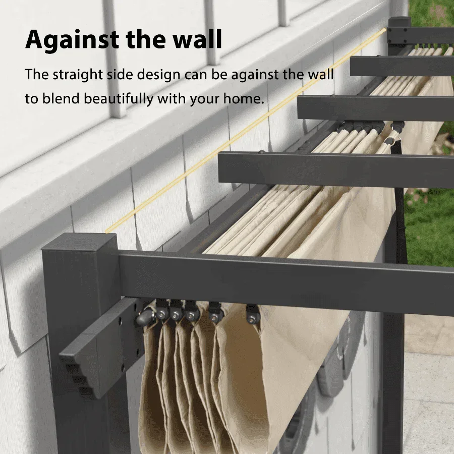 PURPLE LEAF Outdoor Pergola with Retractable Canopy Aluminum Shelter for Porch Garden  Beach Shade Pavilion Pergola Modern Backyard Deck - Image 39